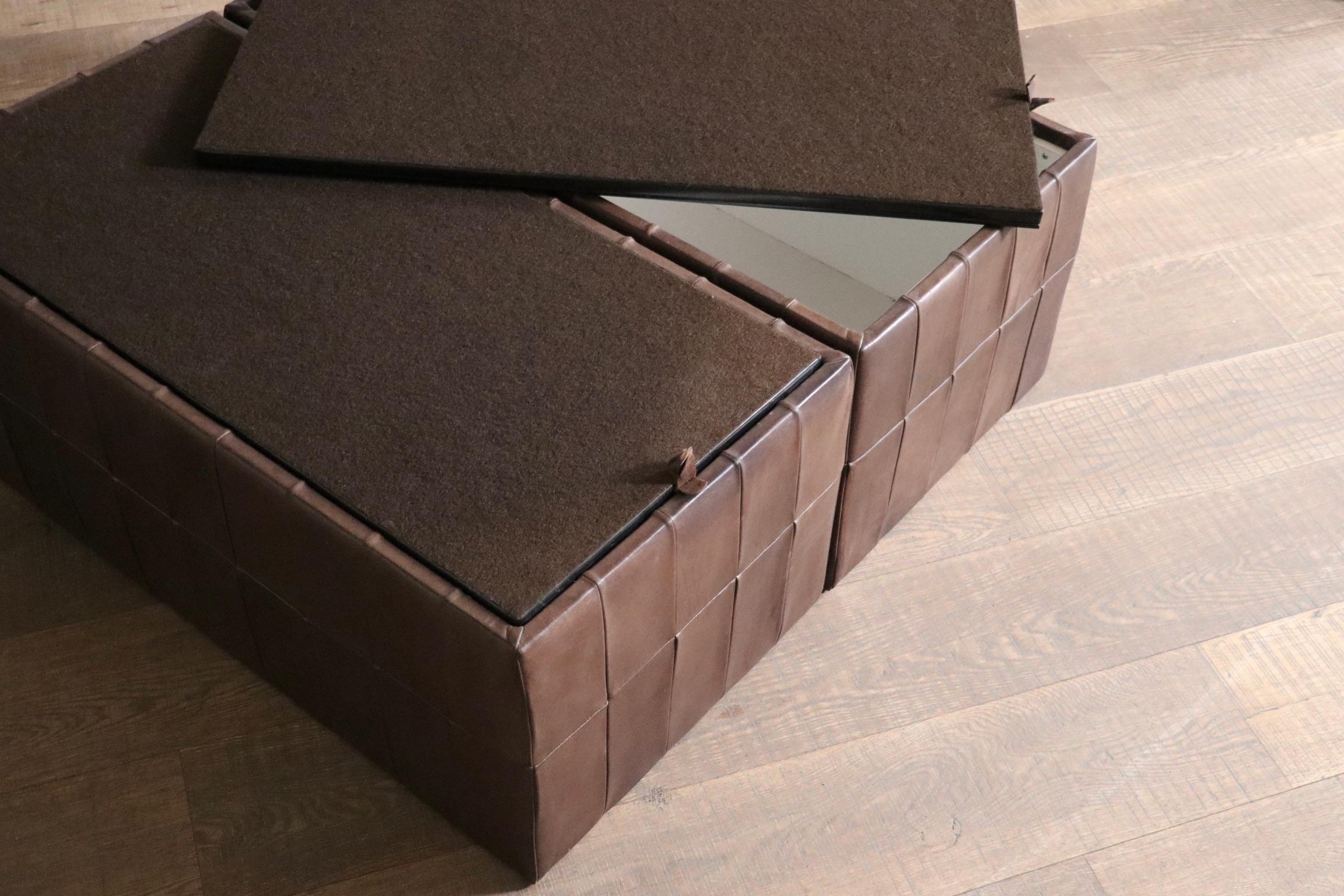 De Sede DS 88 Modular Sofa In Brown Patchwork Leather, Switzerland 1970s For Sale 9