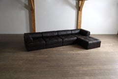 De Sede DS-88 Modular Sofa In Dark brown Patchwork Leather, Switzerland 1970s