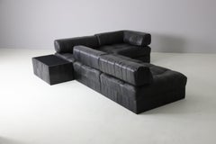 De Sede 'DS-88' Modular Sofa in Patinated Black Leather