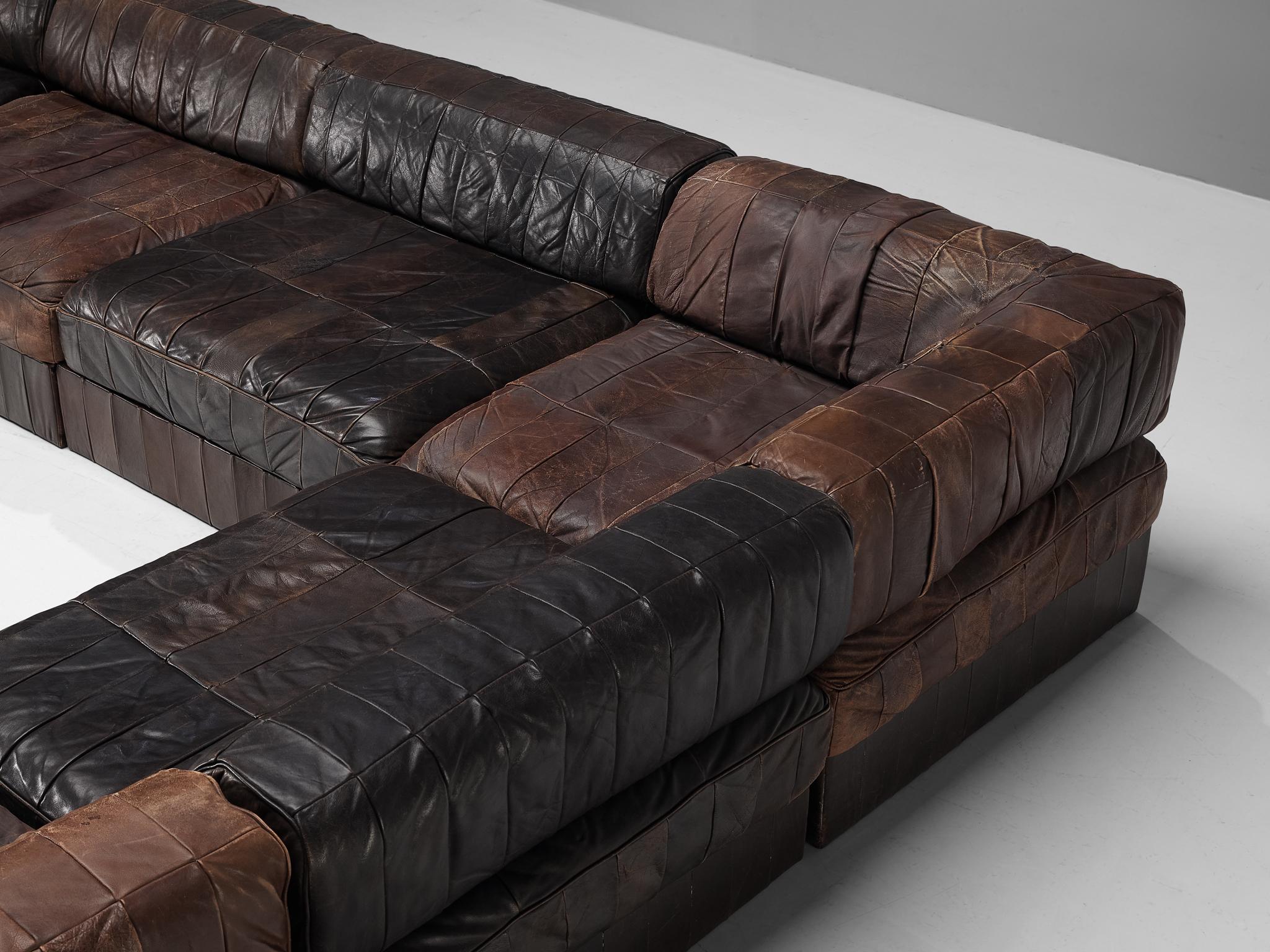 De Sede ‘DS-88’ Modular Sofa in Brown Leather  In Good Condition In Waalwijk, NL