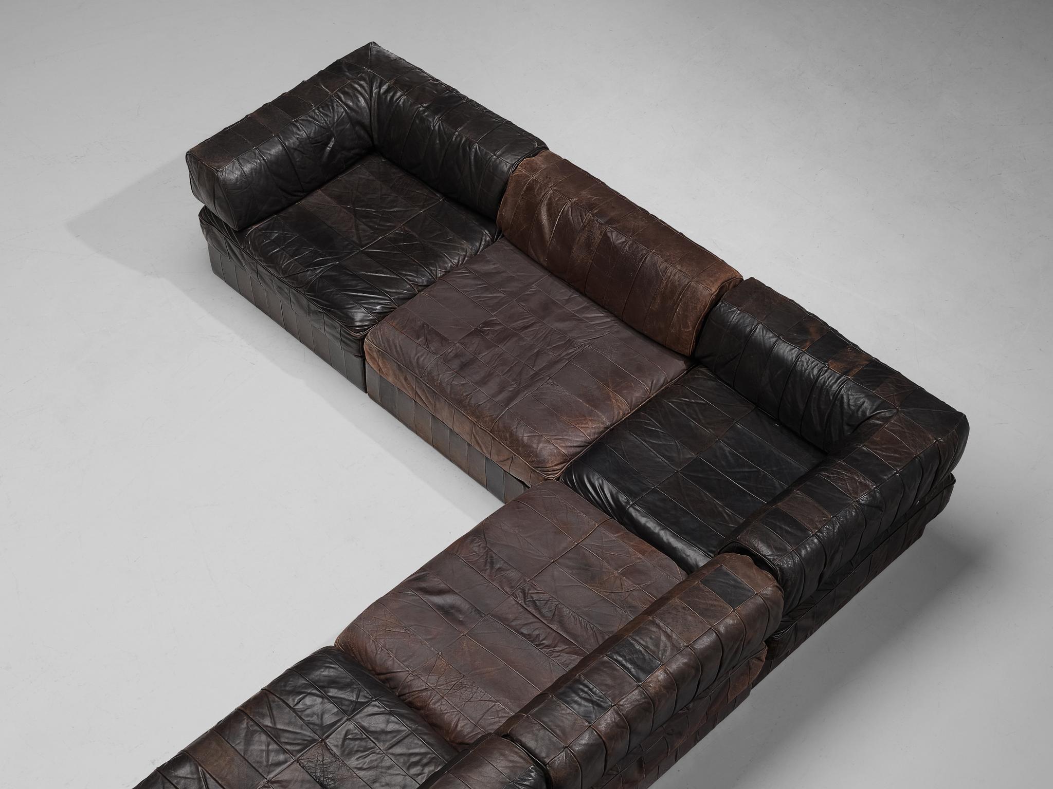 De Sede ‘DS-88’ Modular Sofa in Brown Leather  1