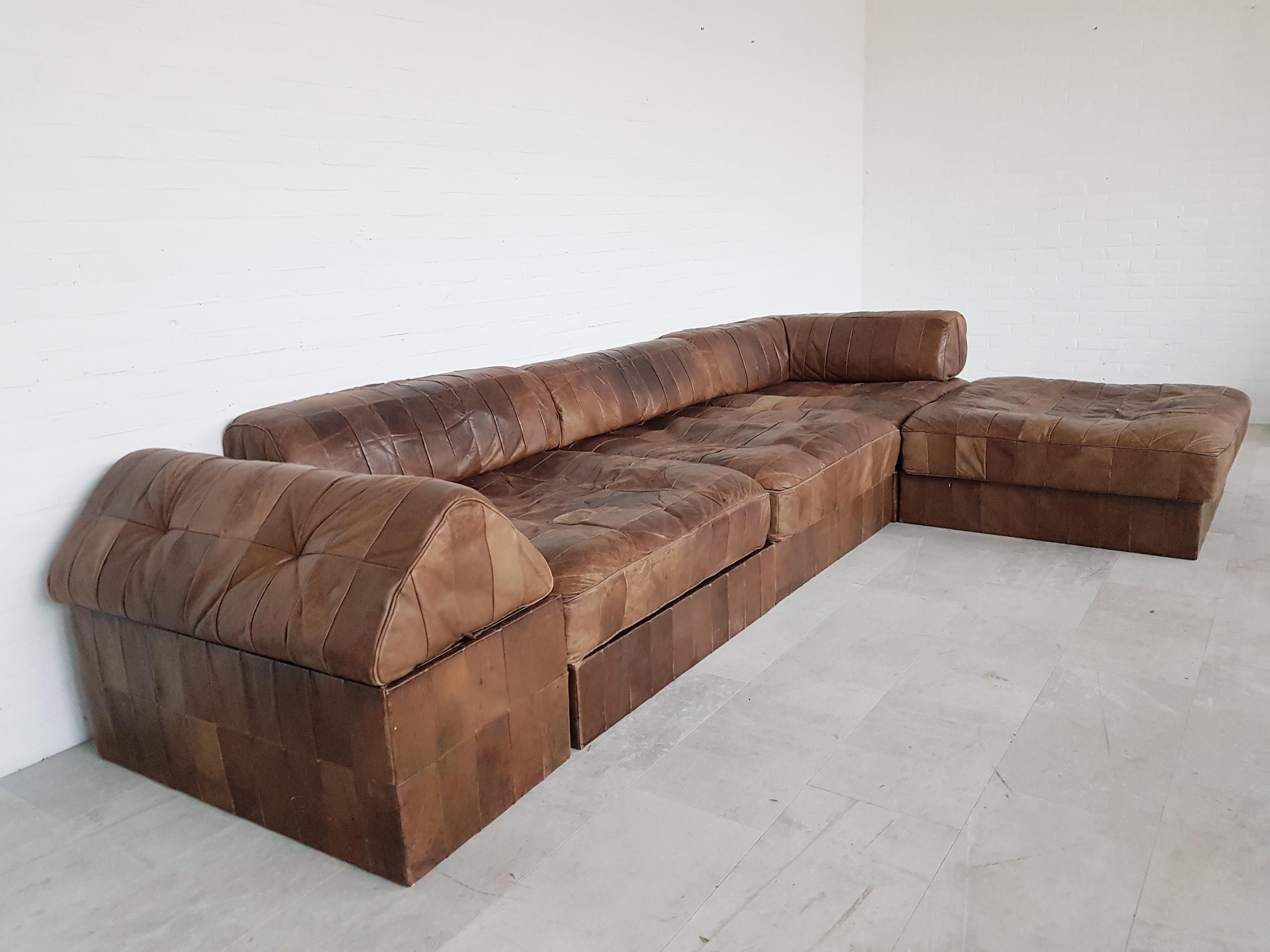 De Sede Ds 88 Patchwork Leather Brown Modular Sofa 1