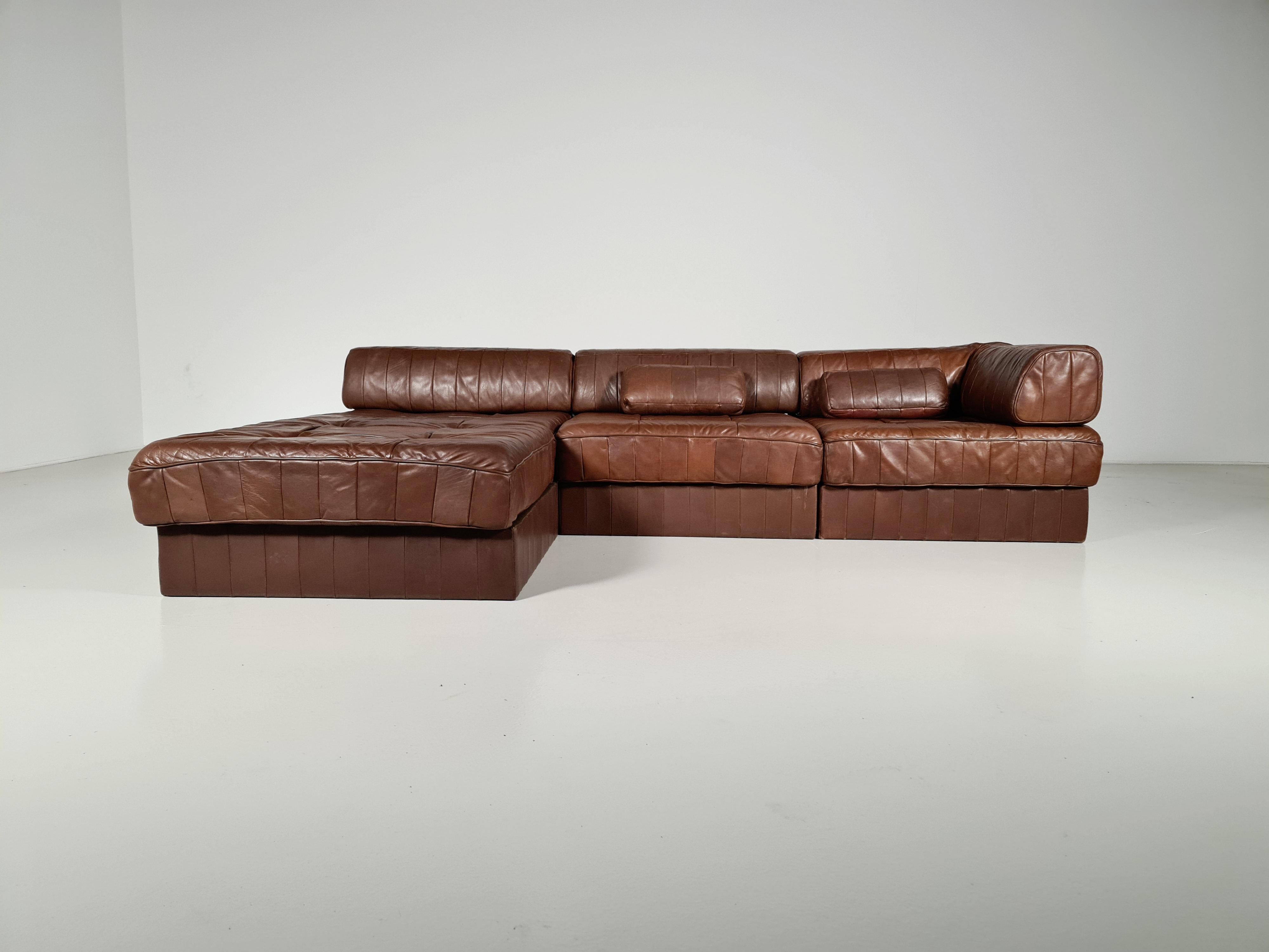 Mid-Century Modern De Sede DS-88 Patchwork Leather Sectional Sofa, 1970s