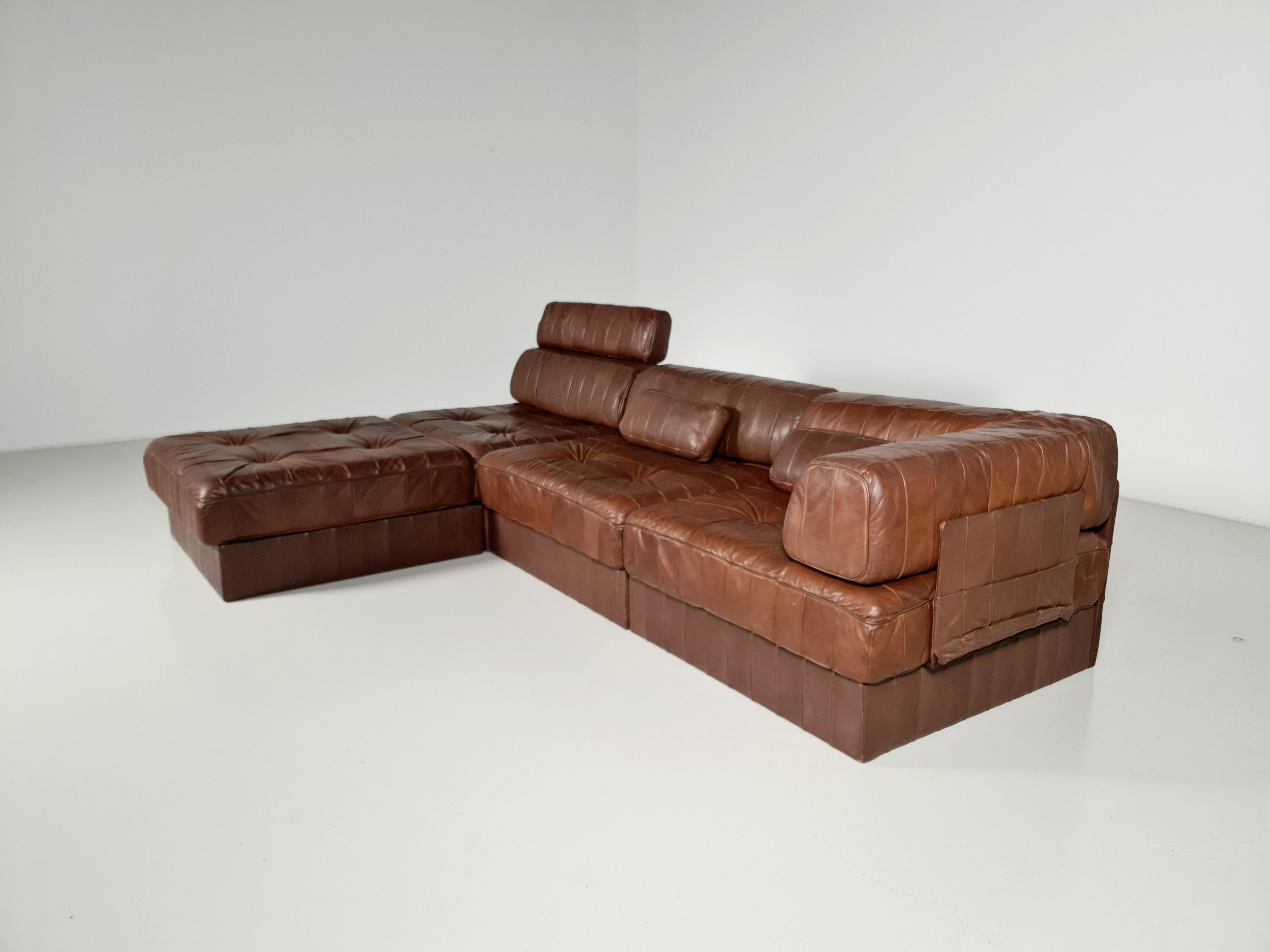 De Sede DS-88 Patchwork Leather Sectional Sofa, 1970s In Good Condition In amstelveen, NL
