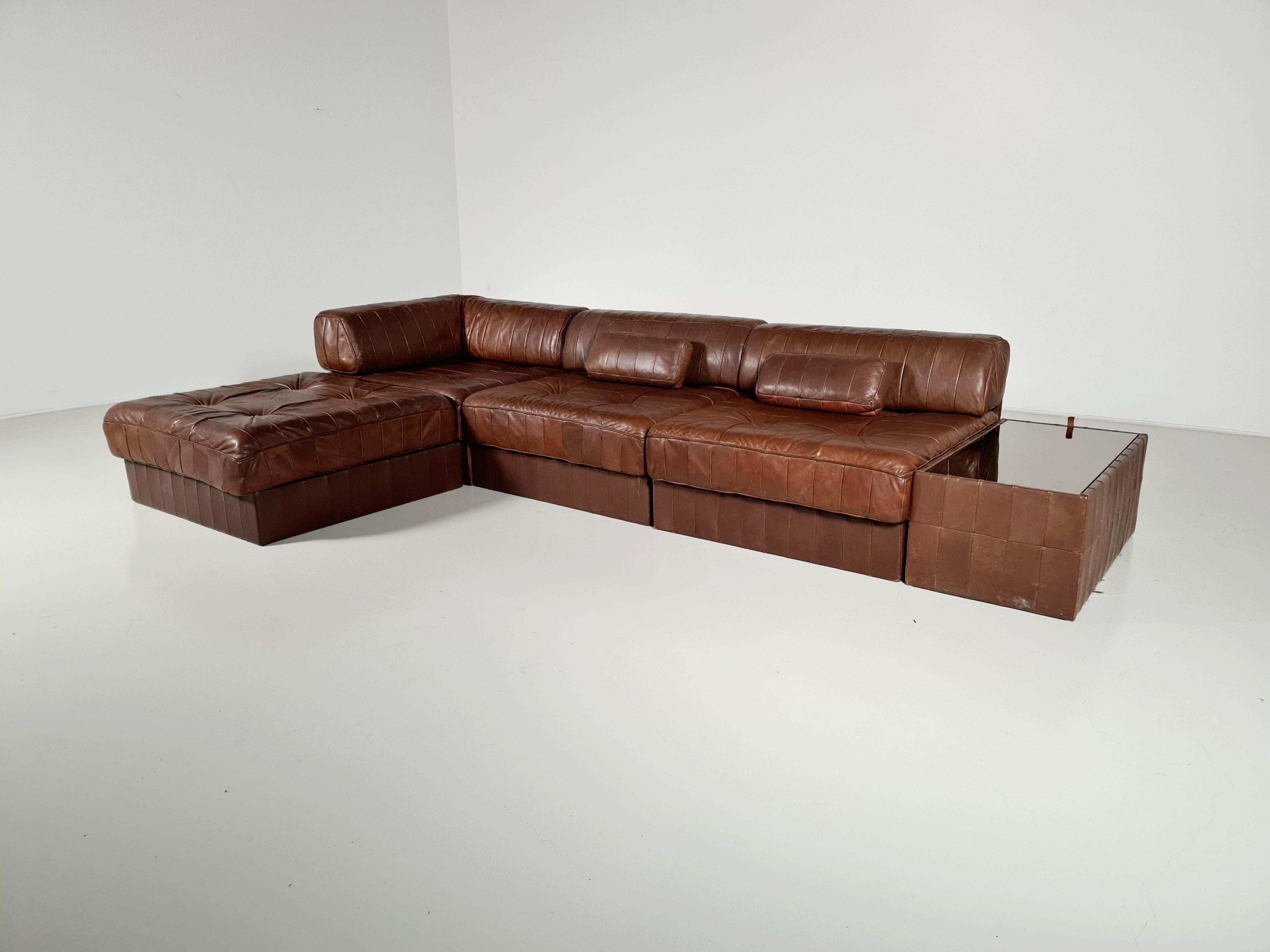 Late 20th Century De Sede DS-88 Patchwork Leather Sectional Sofa, 1970s