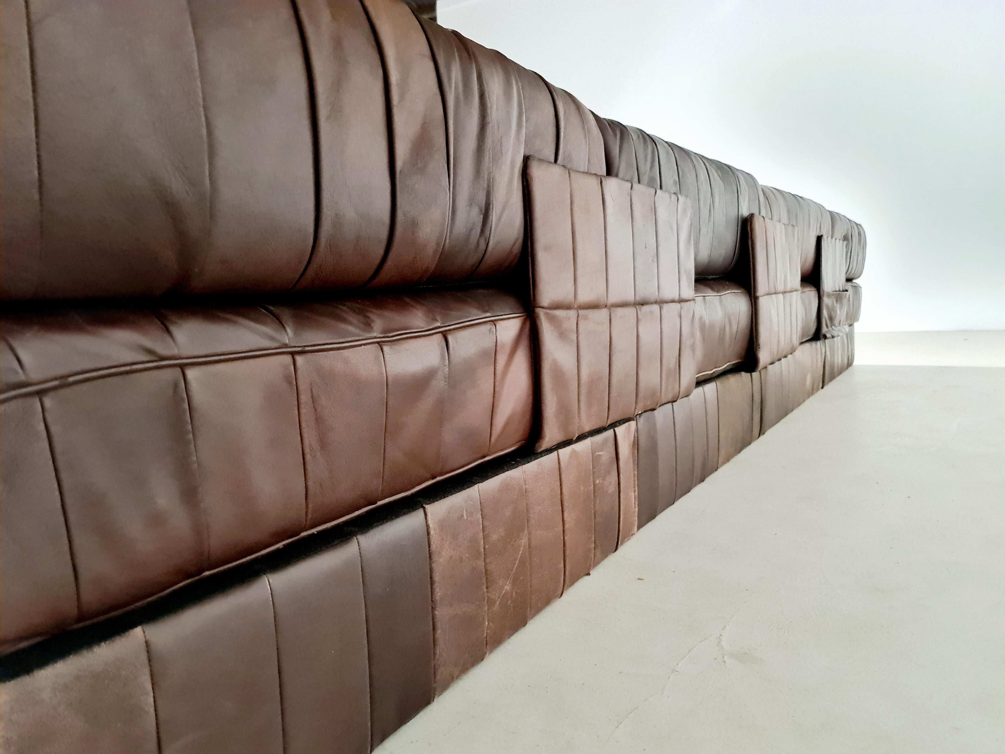 Leather De Sede Ds-88 Patchwork Sectional Sofa, 1970s