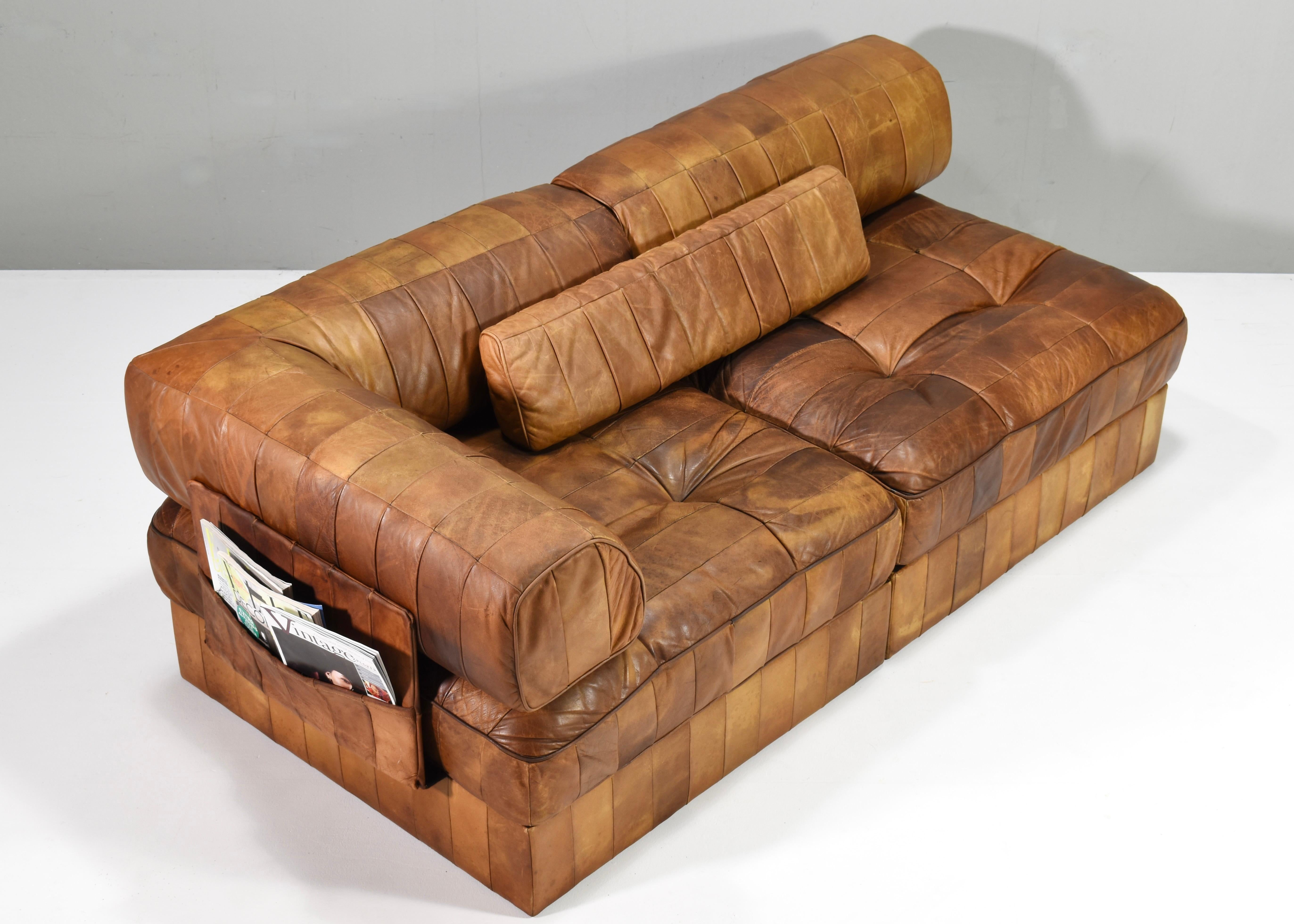 De Sede DS-88 Sectional Daybed Sofa in Cognac Tan Leder Schweiz, 1970er Jahre (Moderne der Mitte des Jahrhunderts) im Angebot