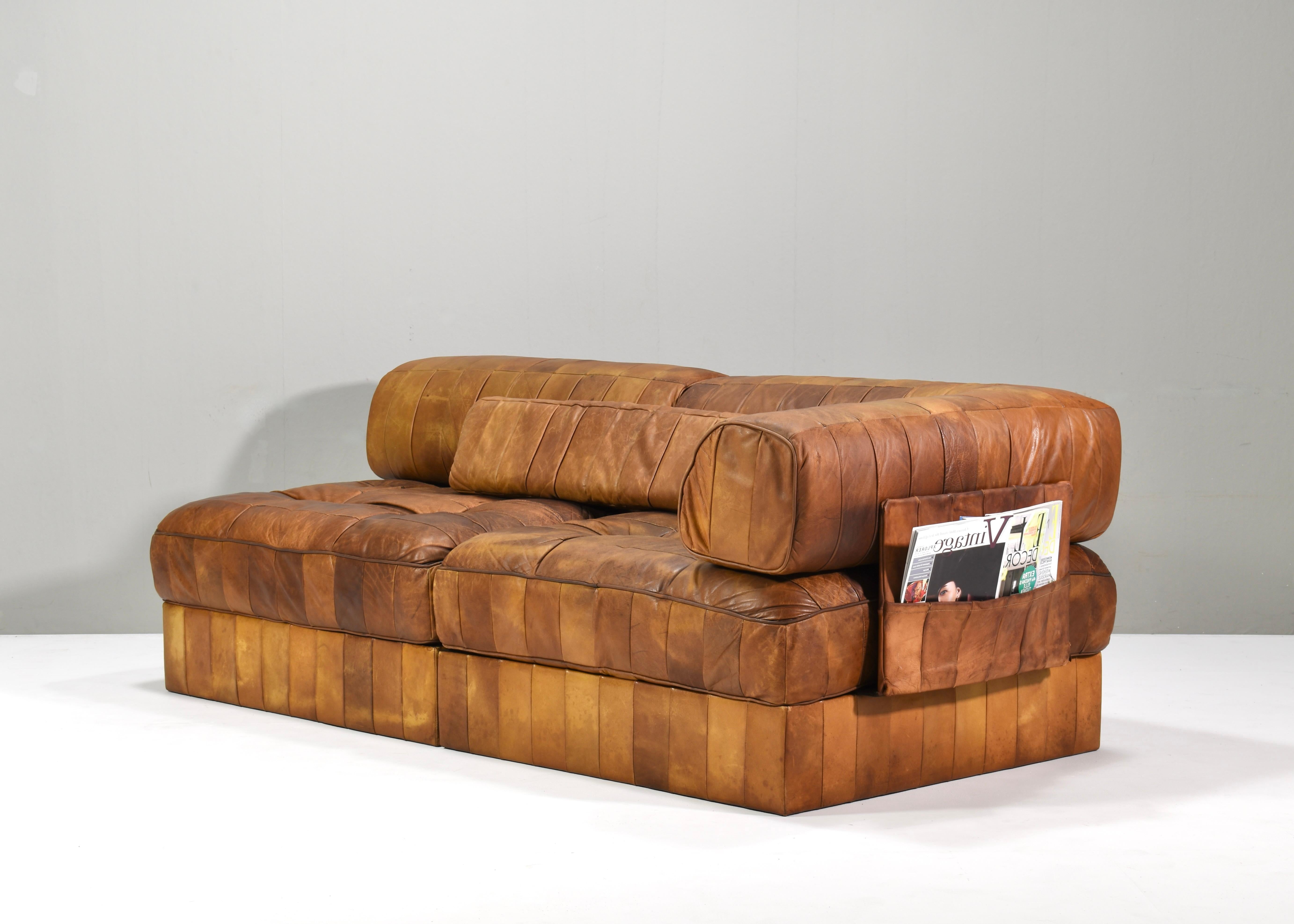 De Sede DS-88 Sectional Daybed Sofa in Cognac Tan Leder Schweiz, 1970er Jahre (Ende des 20. Jahrhunderts) im Angebot