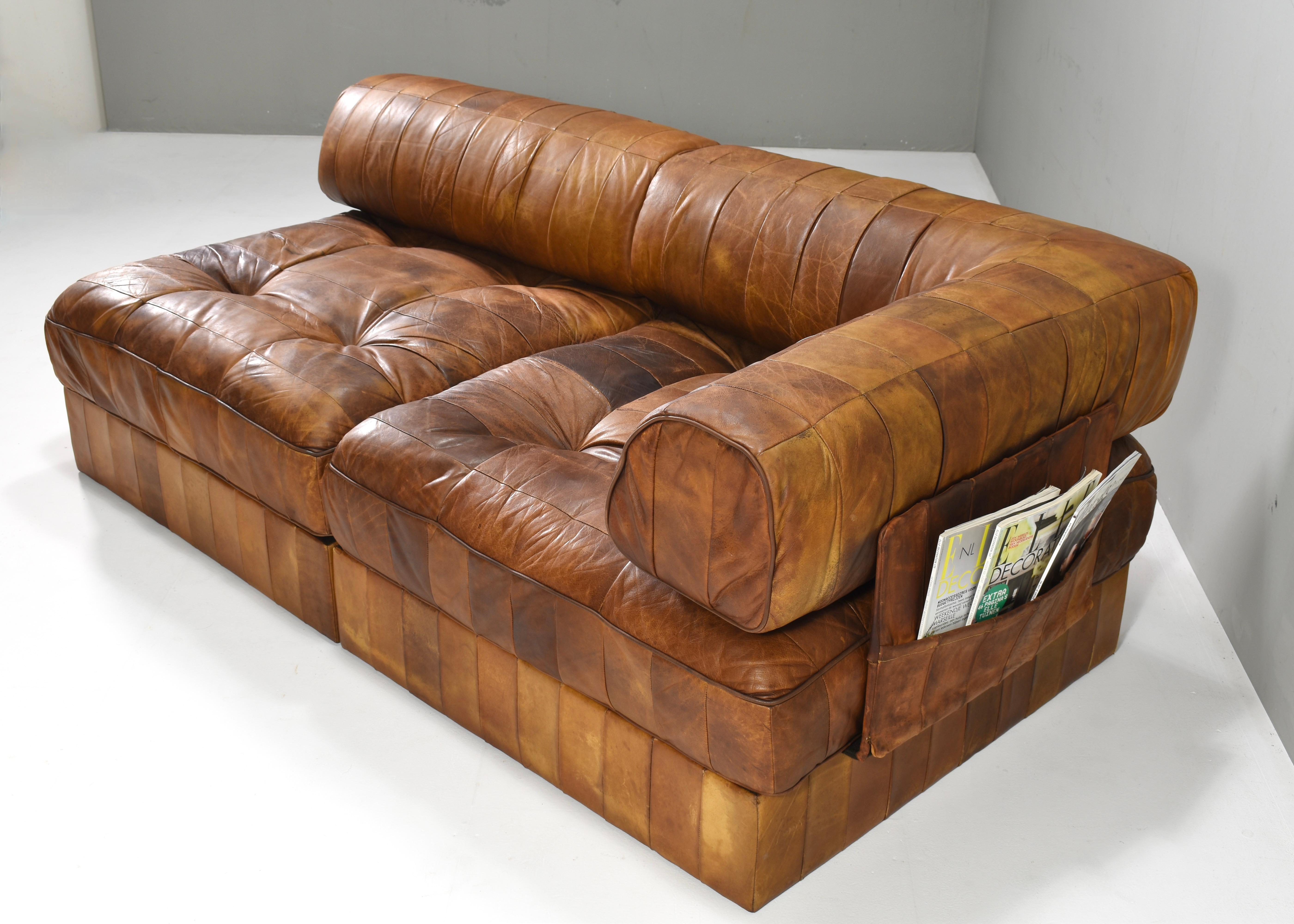 De Sede DS-88 Sectional Daybed Sofa in Cognac Tan Leder Schweiz, 1970er Jahre im Angebot 1