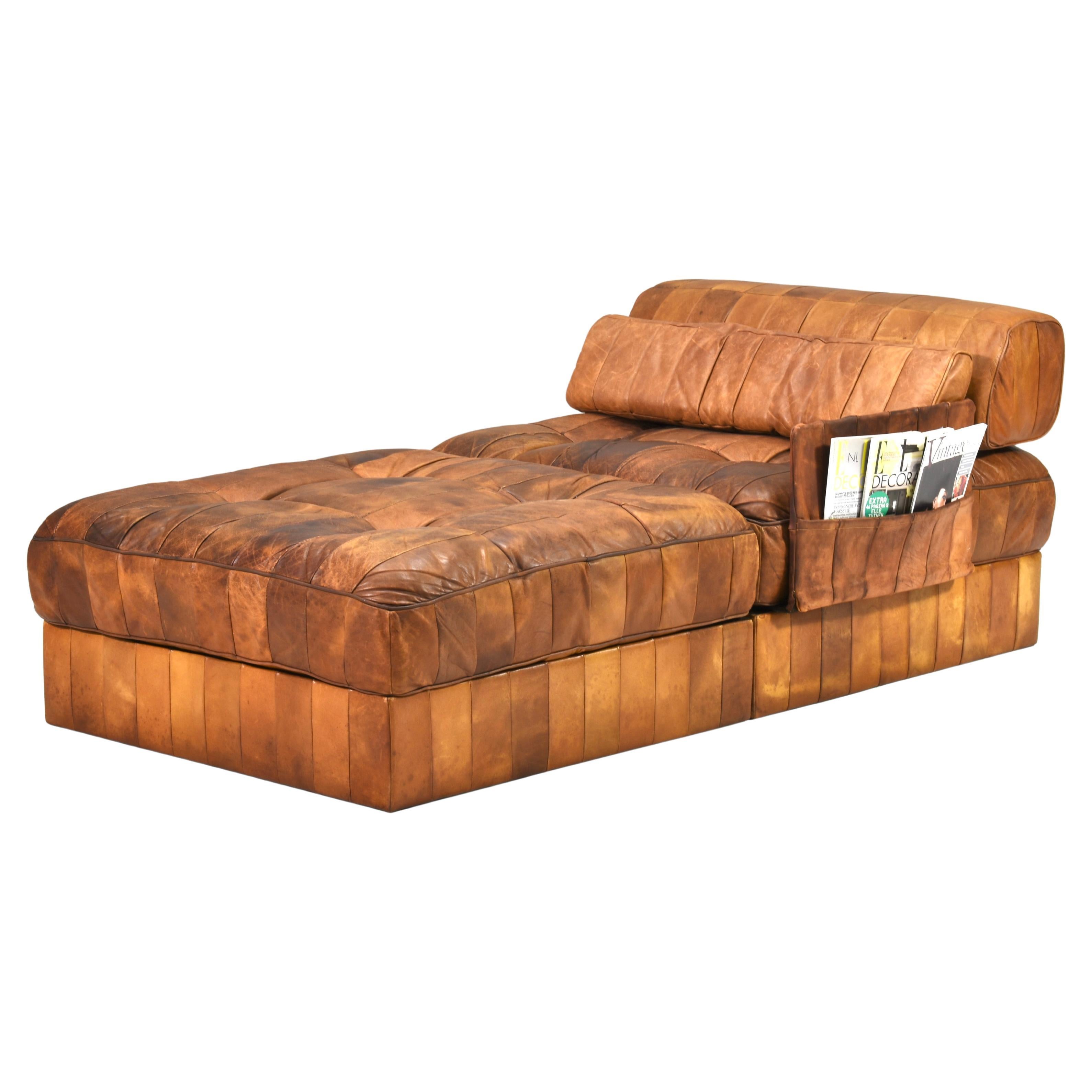 De Sede DS-88 Sectional Daybed Sofa in Cognac Tan Leder Schweiz, 1970er Jahre