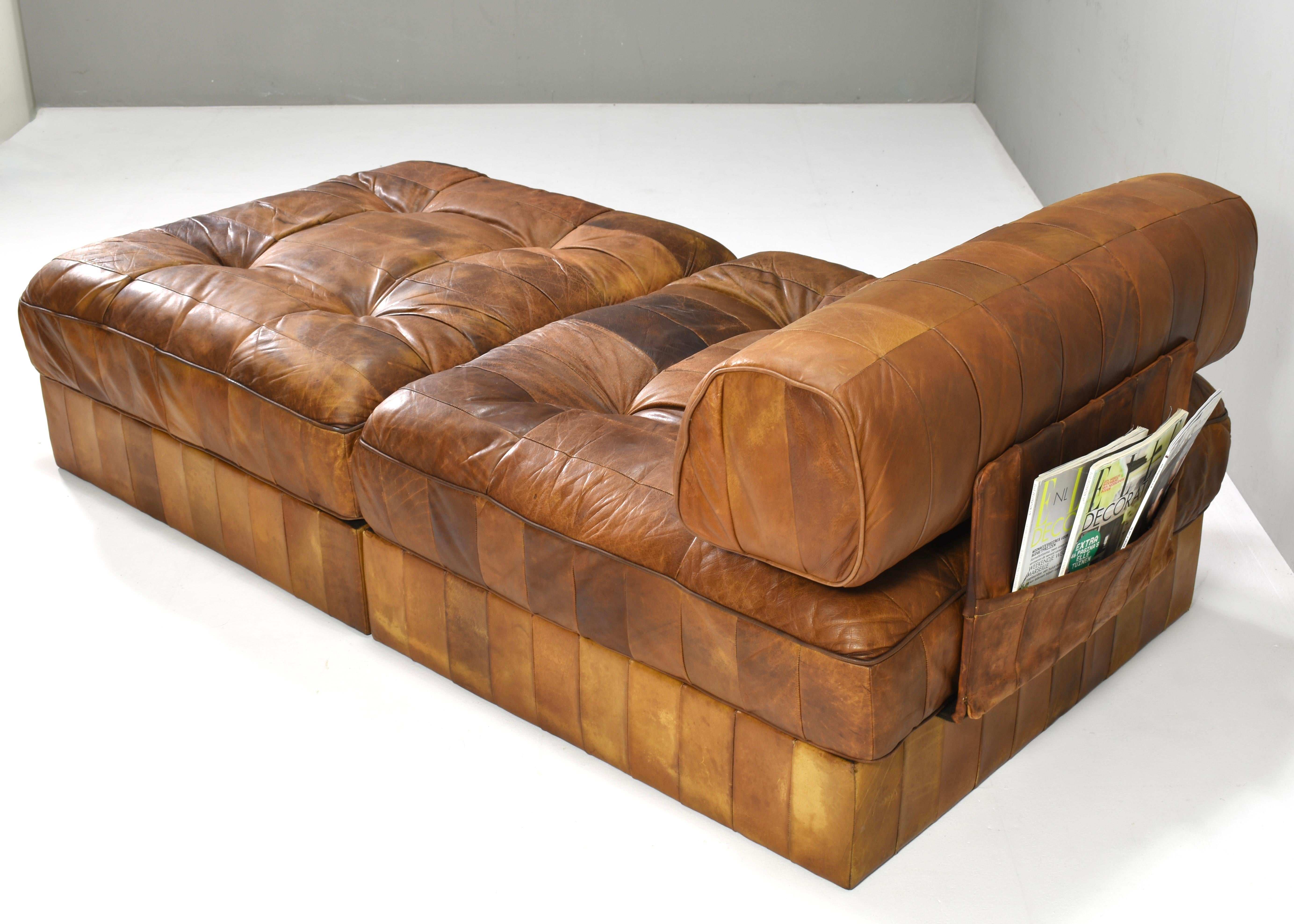 De Sede DS-88 Sectional Sofa Daybed in Cognac Tan Leder Schweiz, 1970's im Angebot 5