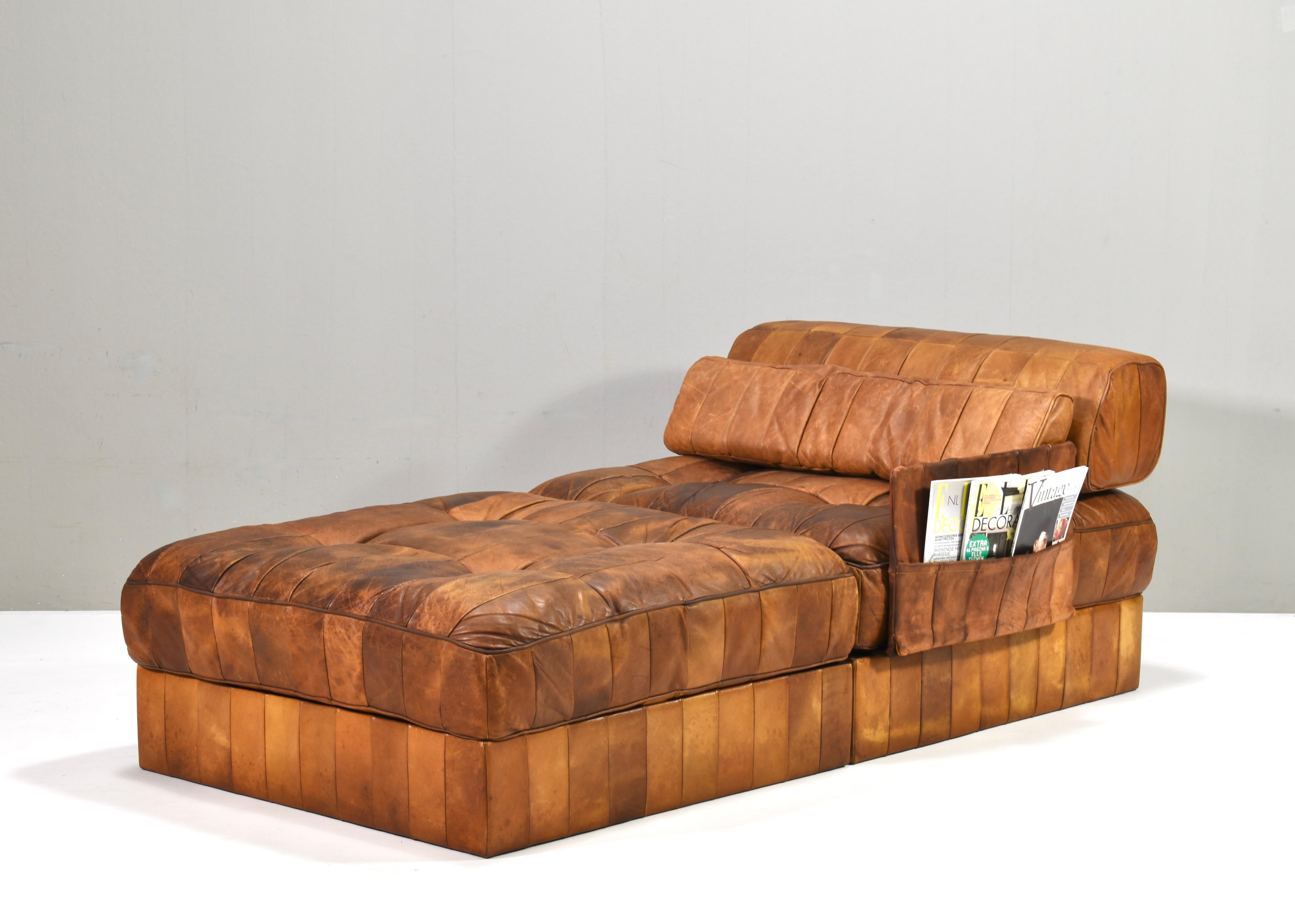 De Sede DS-88 Sectional Sofa Daybed in Cognac Tan Leder Schweiz, 1970's im Angebot 6