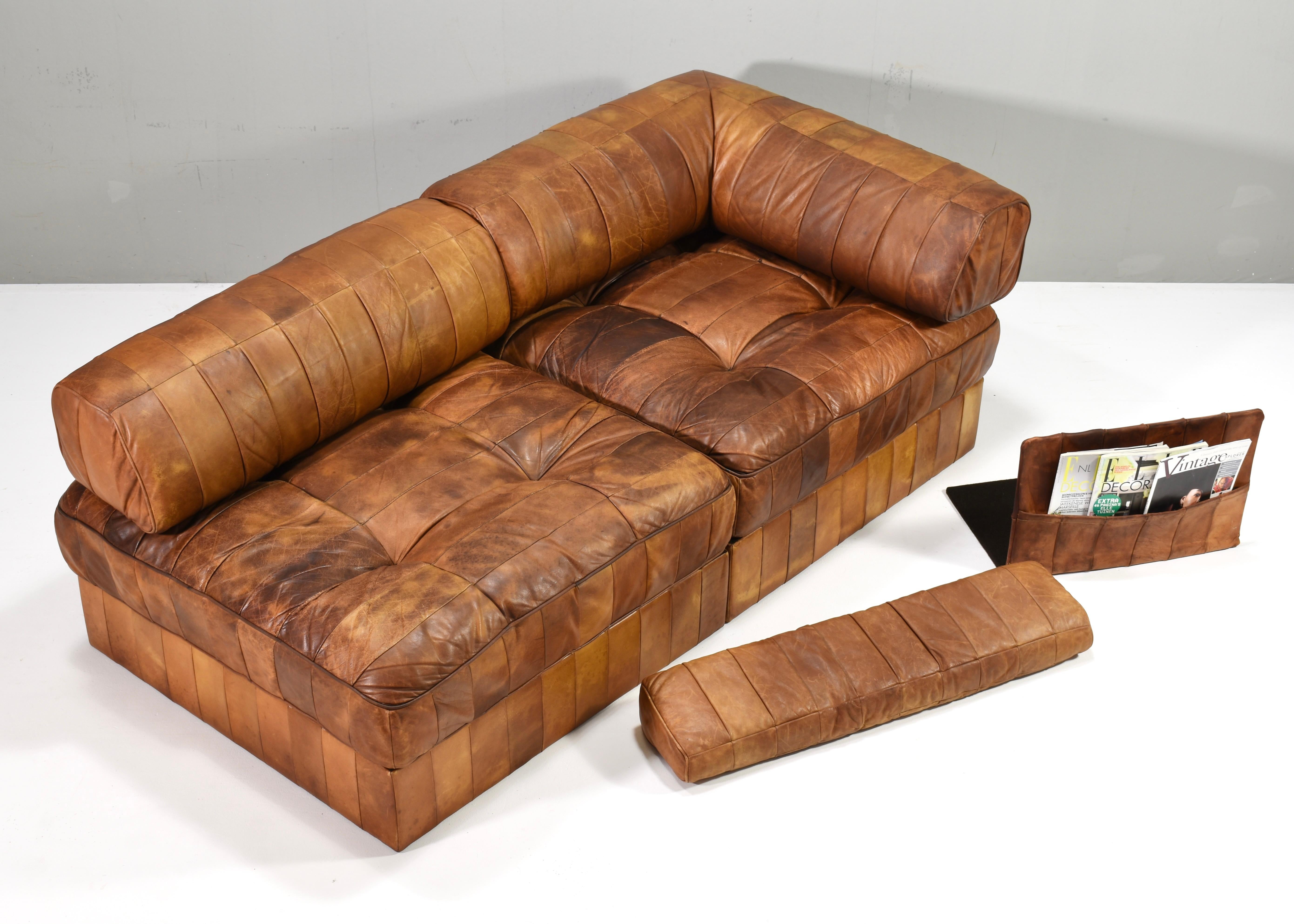 De Sede DS-88 Sectional Sofa Daybed in Cognac Tan Leder Schweiz, 1970's im Angebot 8