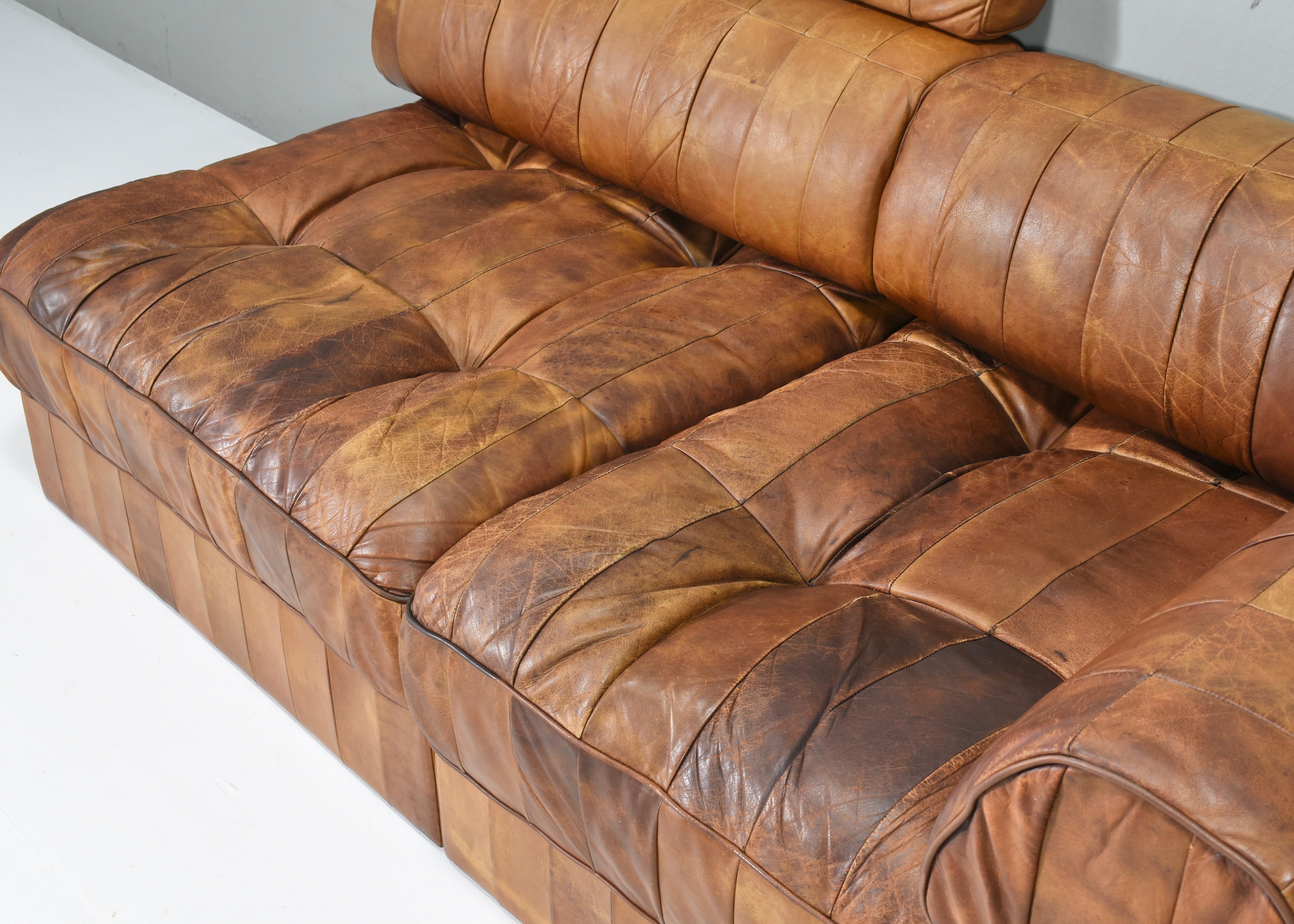 De Sede DS-88 Sectional Sofa Daybed in Cognac Tan Leder Schweiz, 1970's (Moderne der Mitte des Jahrhunderts) im Angebot