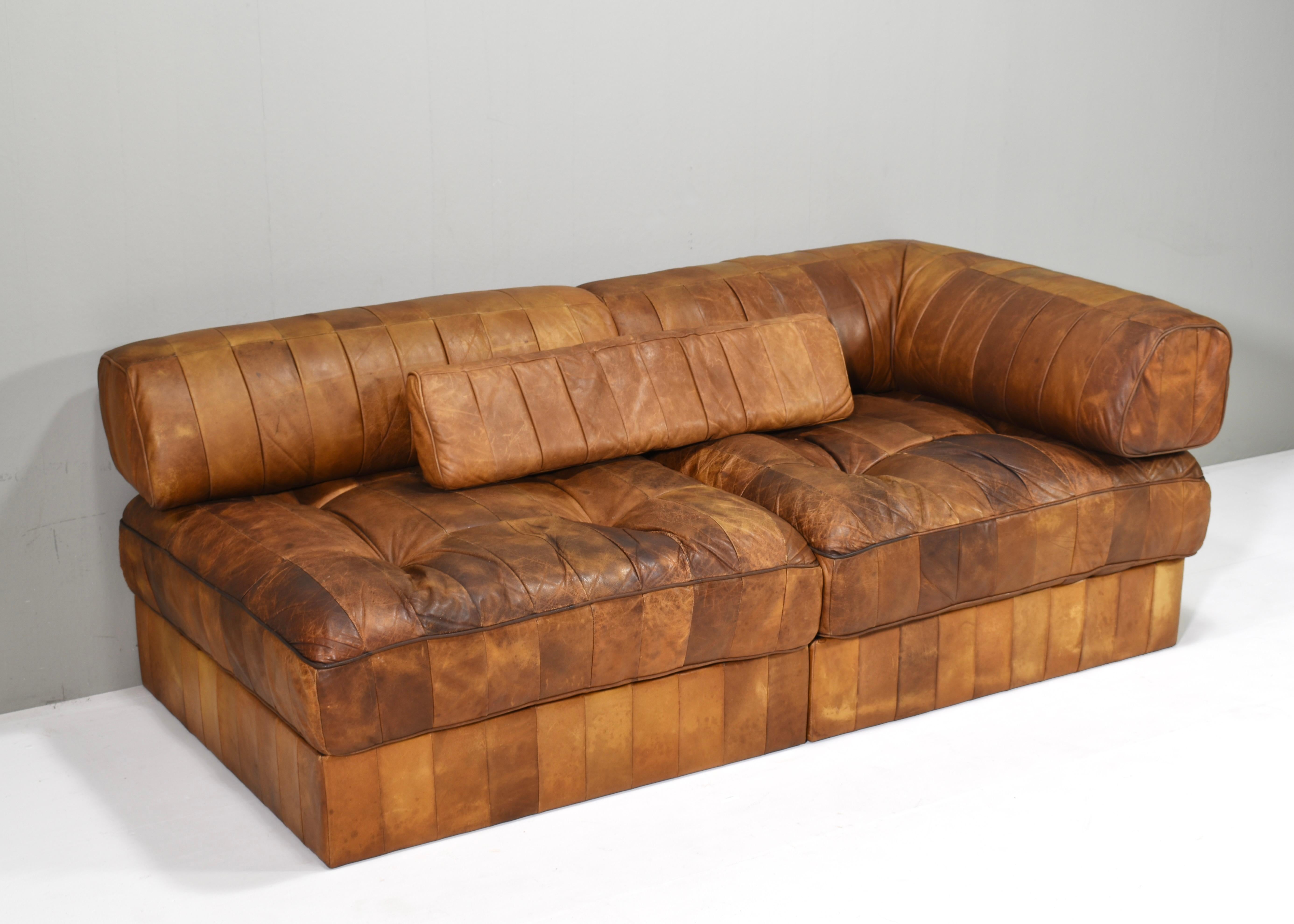 De Sede DS-88 Sectional Sofa Daybed in Cognac Tan Leder Schweiz, 1970's (Ende des 20. Jahrhunderts) im Angebot