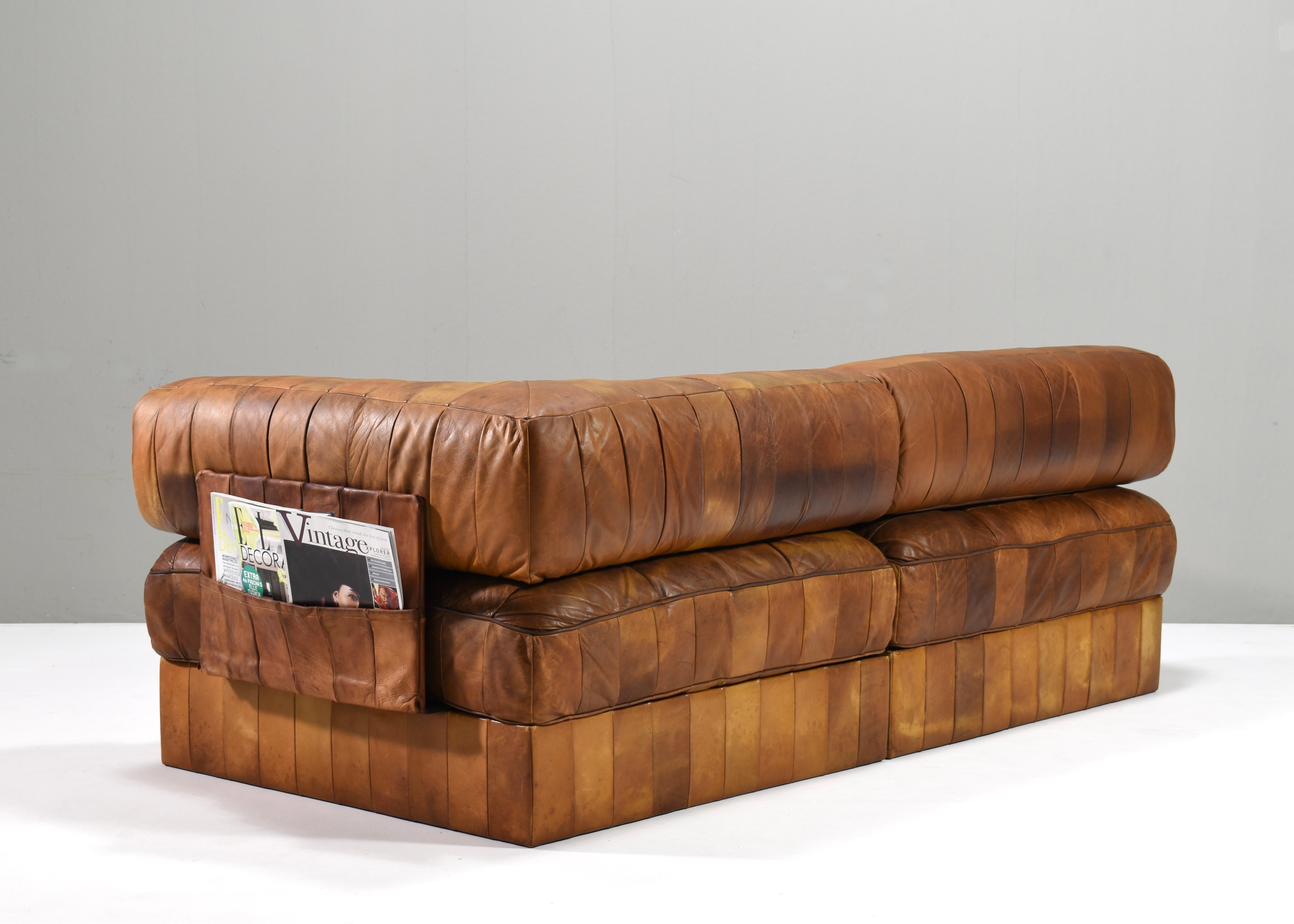 De Sede DS-88 Sectional Sofa Daybed in Cognac Tan Leder Schweiz, 1970's im Angebot 2