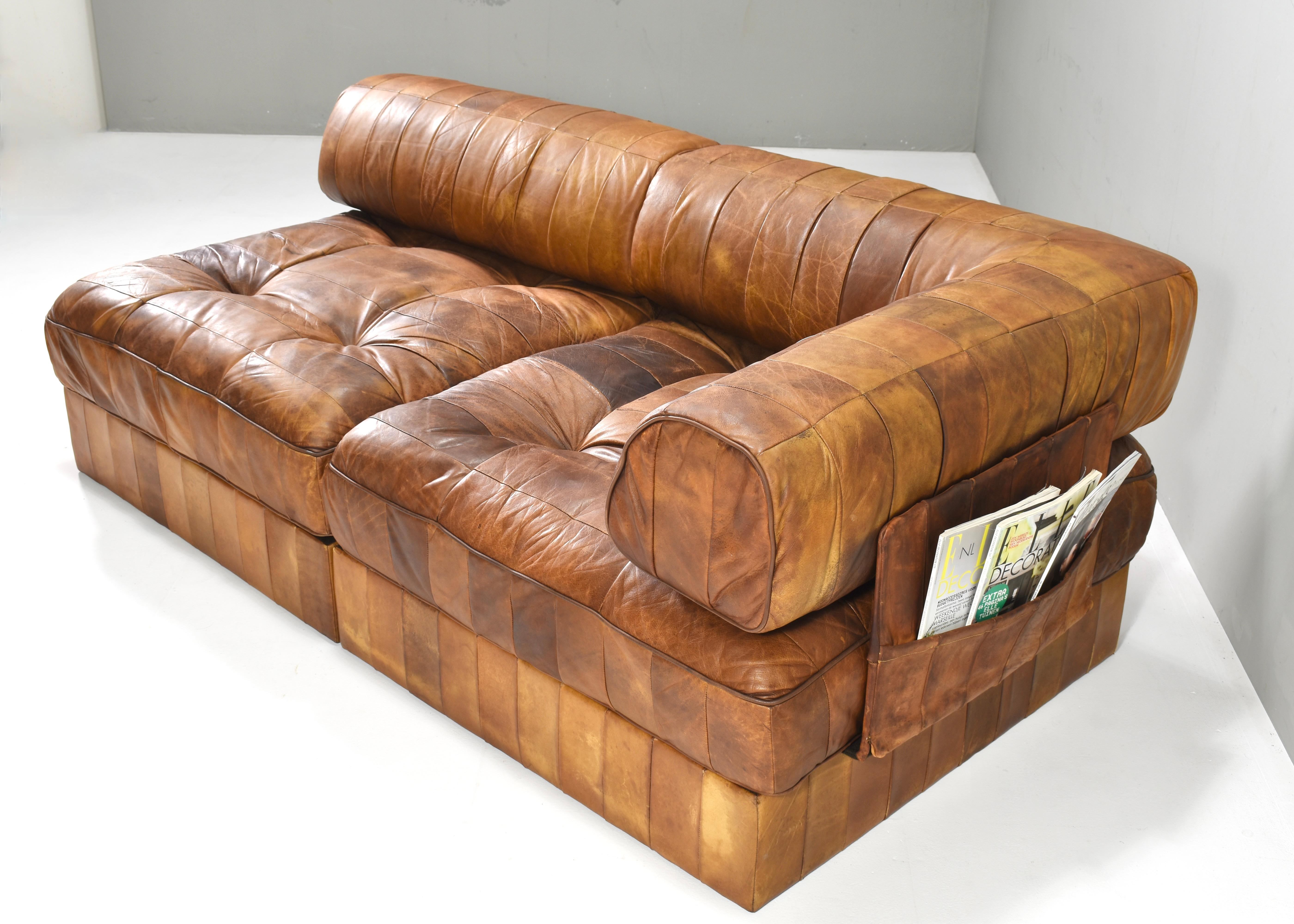 De Sede DS-88 Sectional Sofa Daybed in Cognac Tan Leder Schweiz, 1970's im Angebot 3