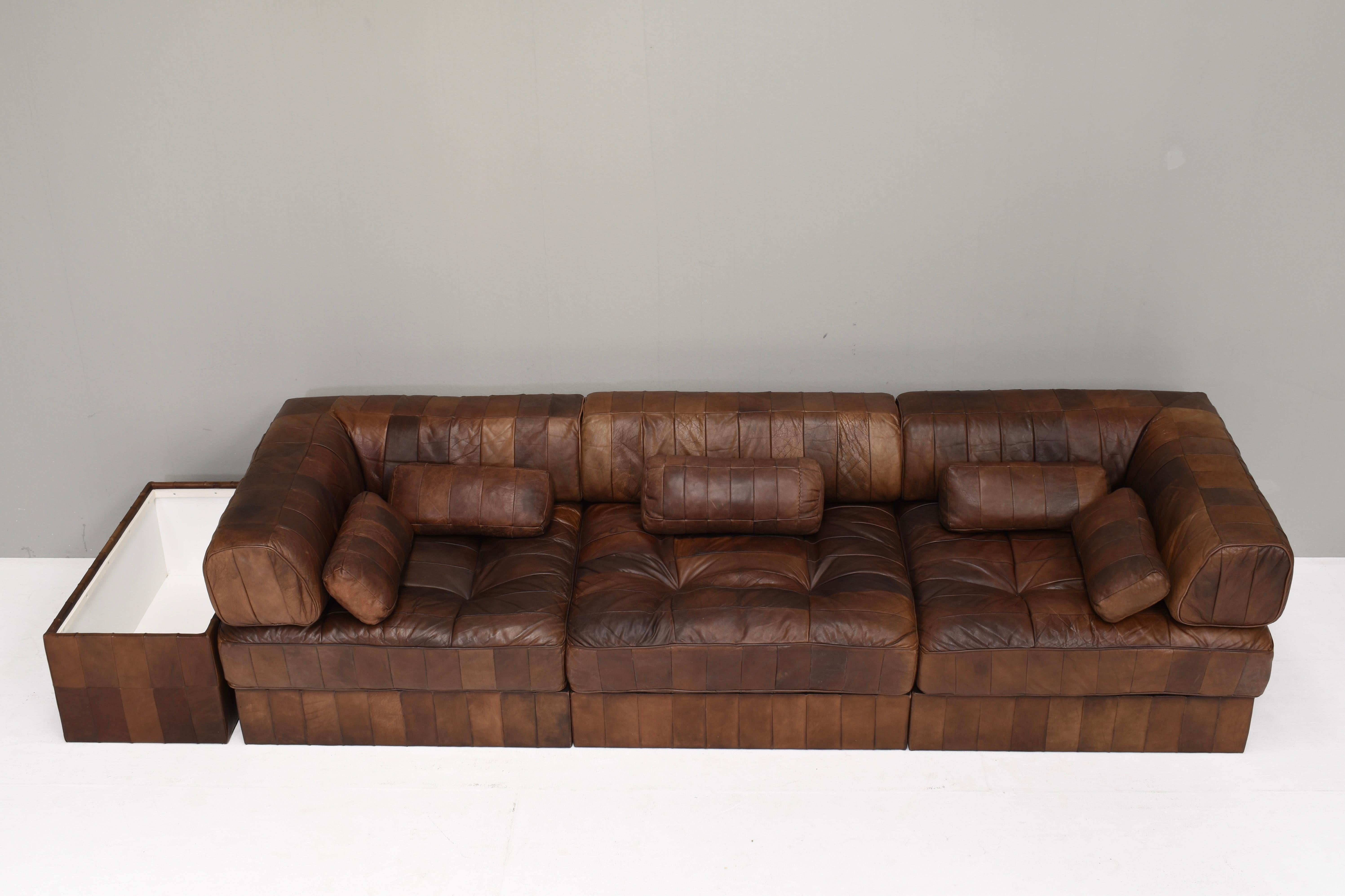 Sofá seccional De Sede DS-88 de cuero marrón coñac, Suiza, años 70 en Bueno estado para la venta en Pijnacker, Zuid-Holland