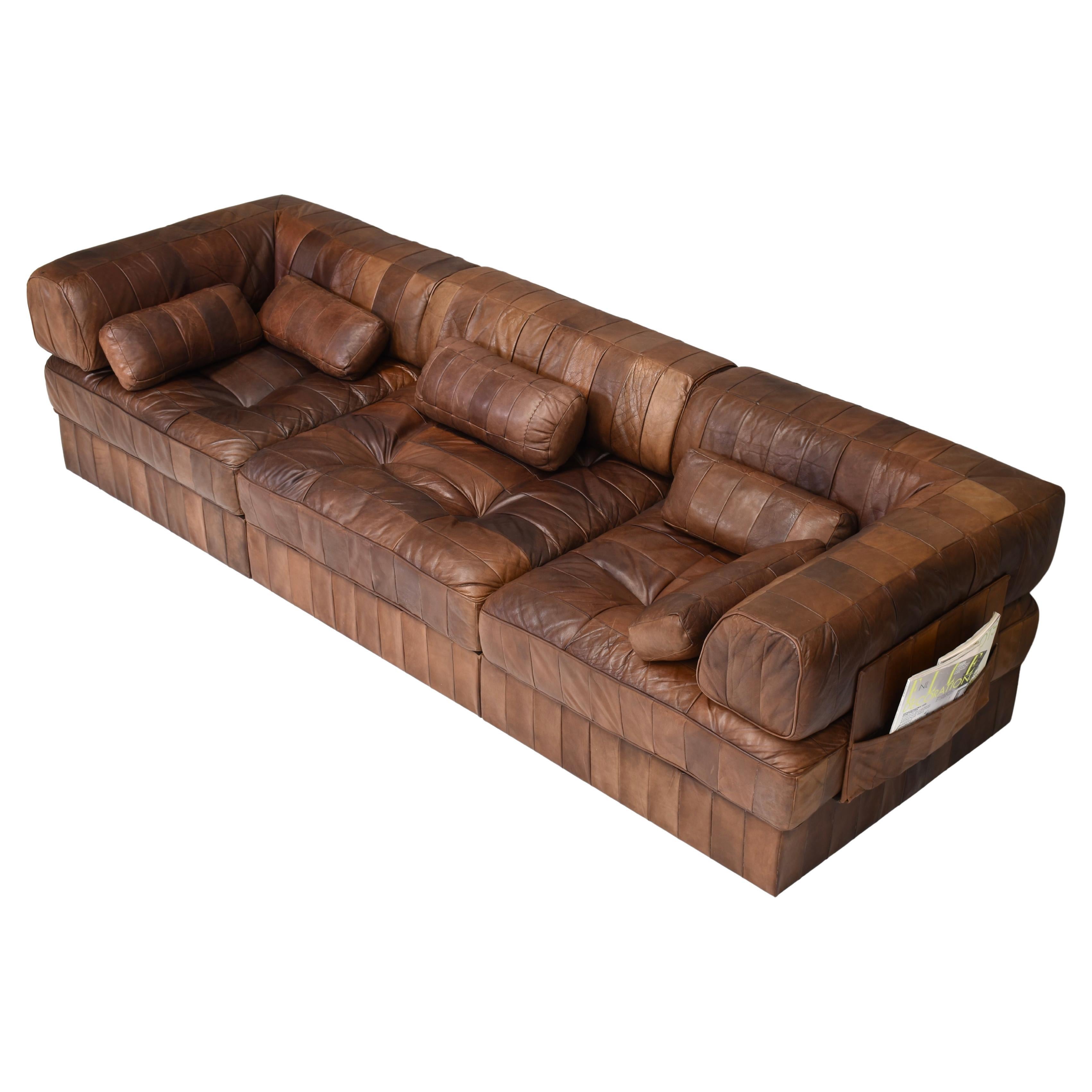 De Sede DS-88 Sectional Sofa in Cognac Brown Leather, Switzerland, 1970's