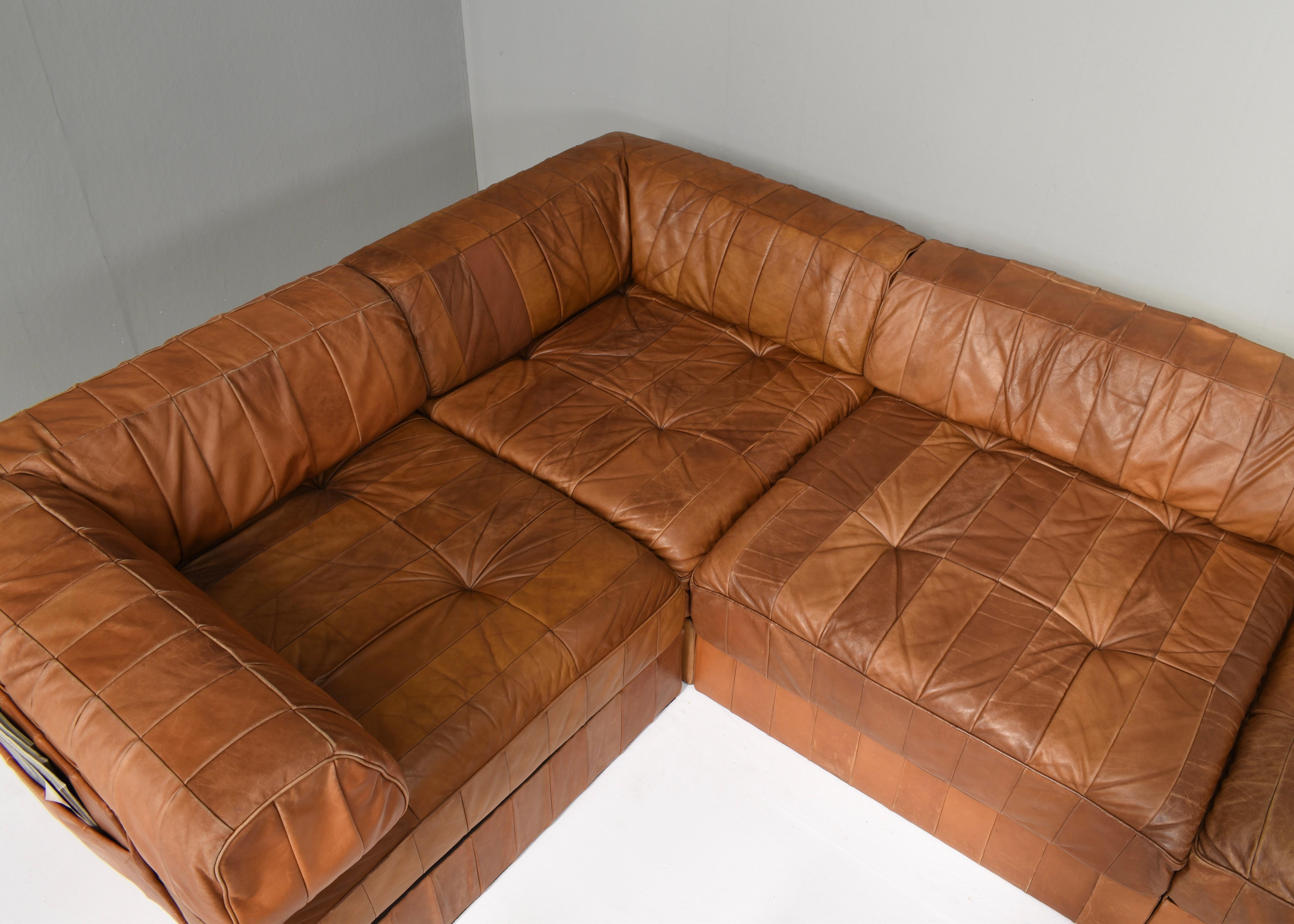 De Sede DS-88 Sectional Sofa in Cognac Brown Tan Leather, Switzerland, 1970's For Sale 5
