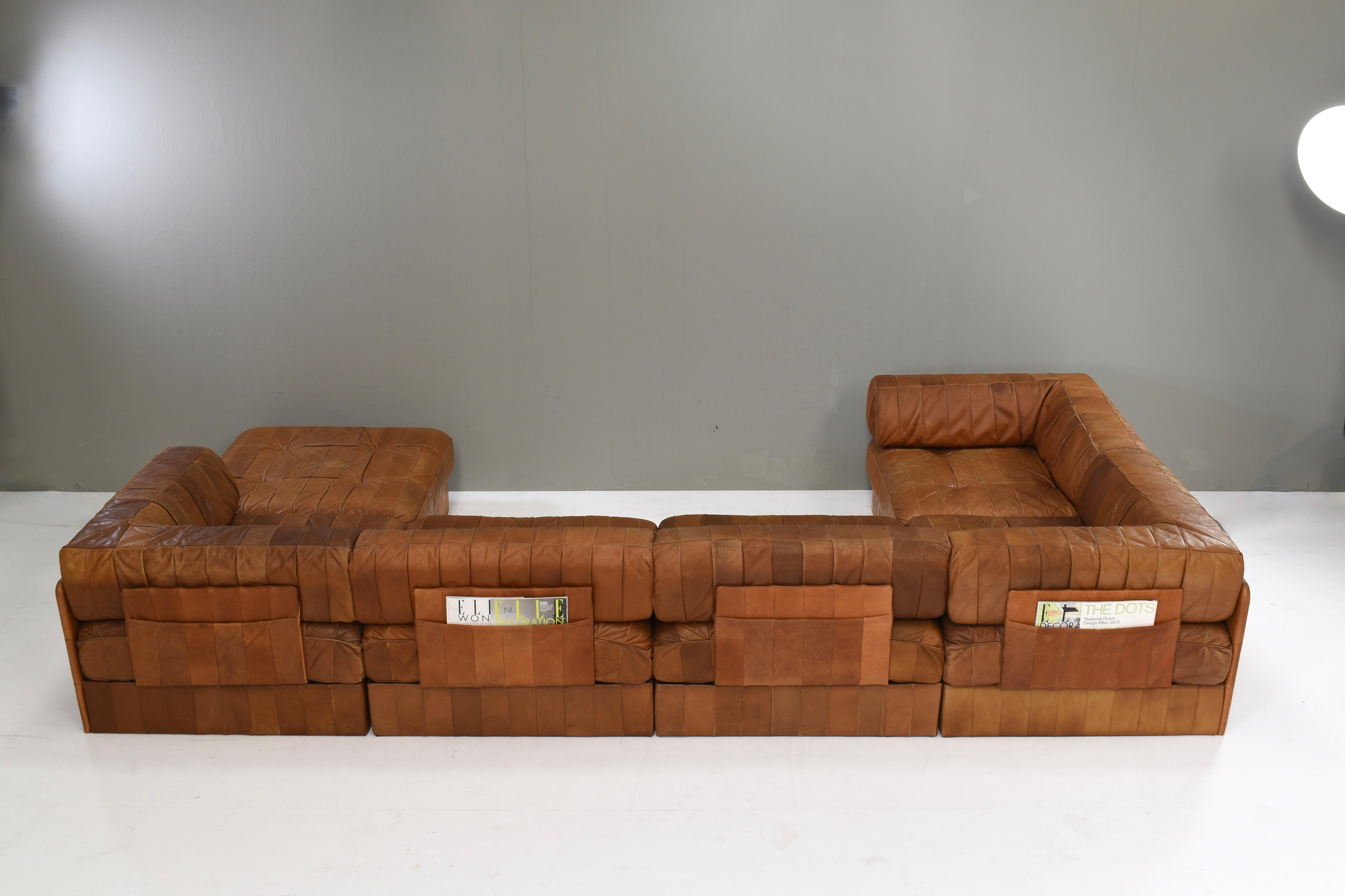 De Sede DS-88 Sectional Sofa in Cognac Brown Tan Leather, Switzerland, 1970's 5
