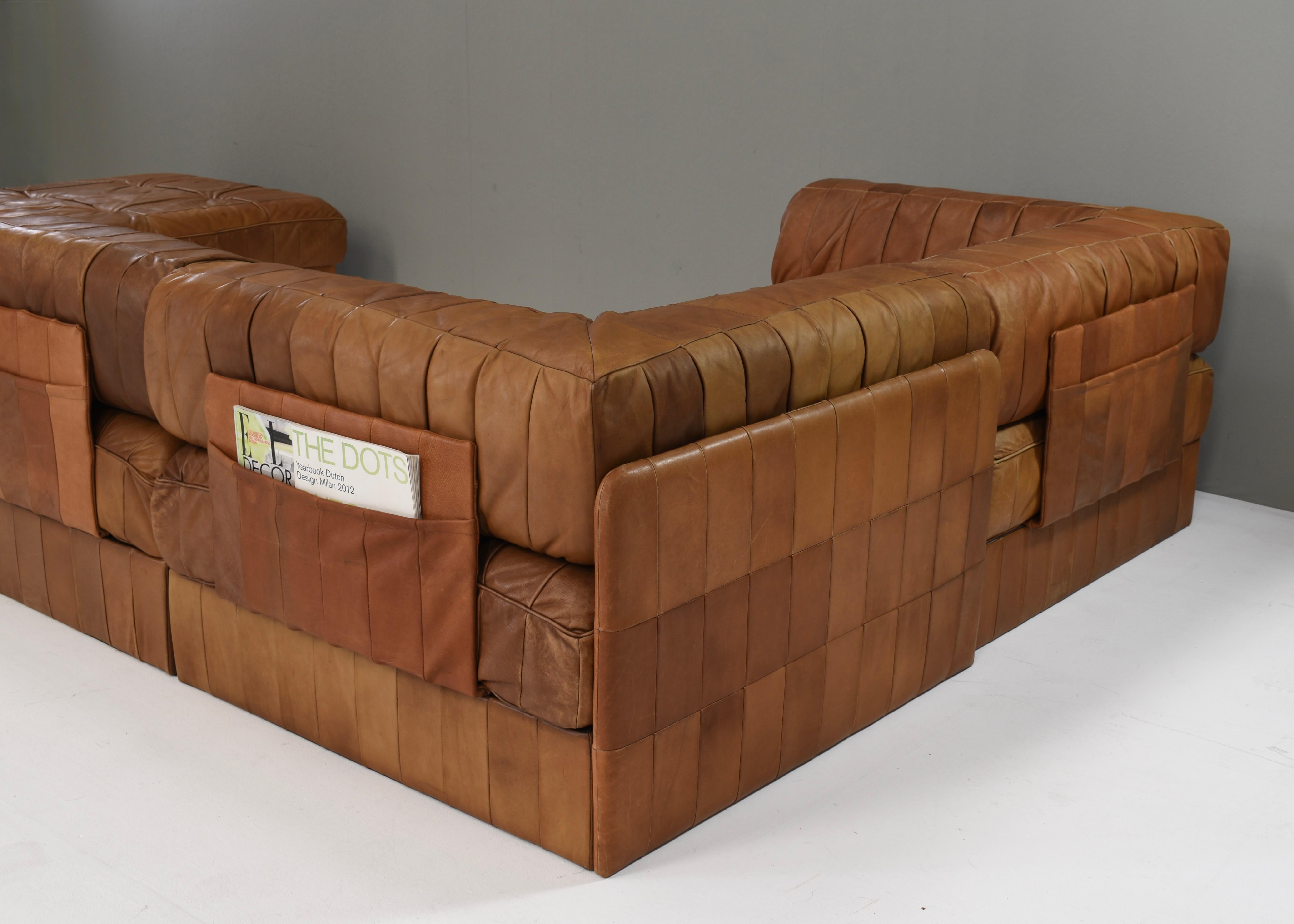 De Sede DS-88 Sectional Sofa in Cognac Brown Tan Leather, Switzerland, 1970's For Sale 8