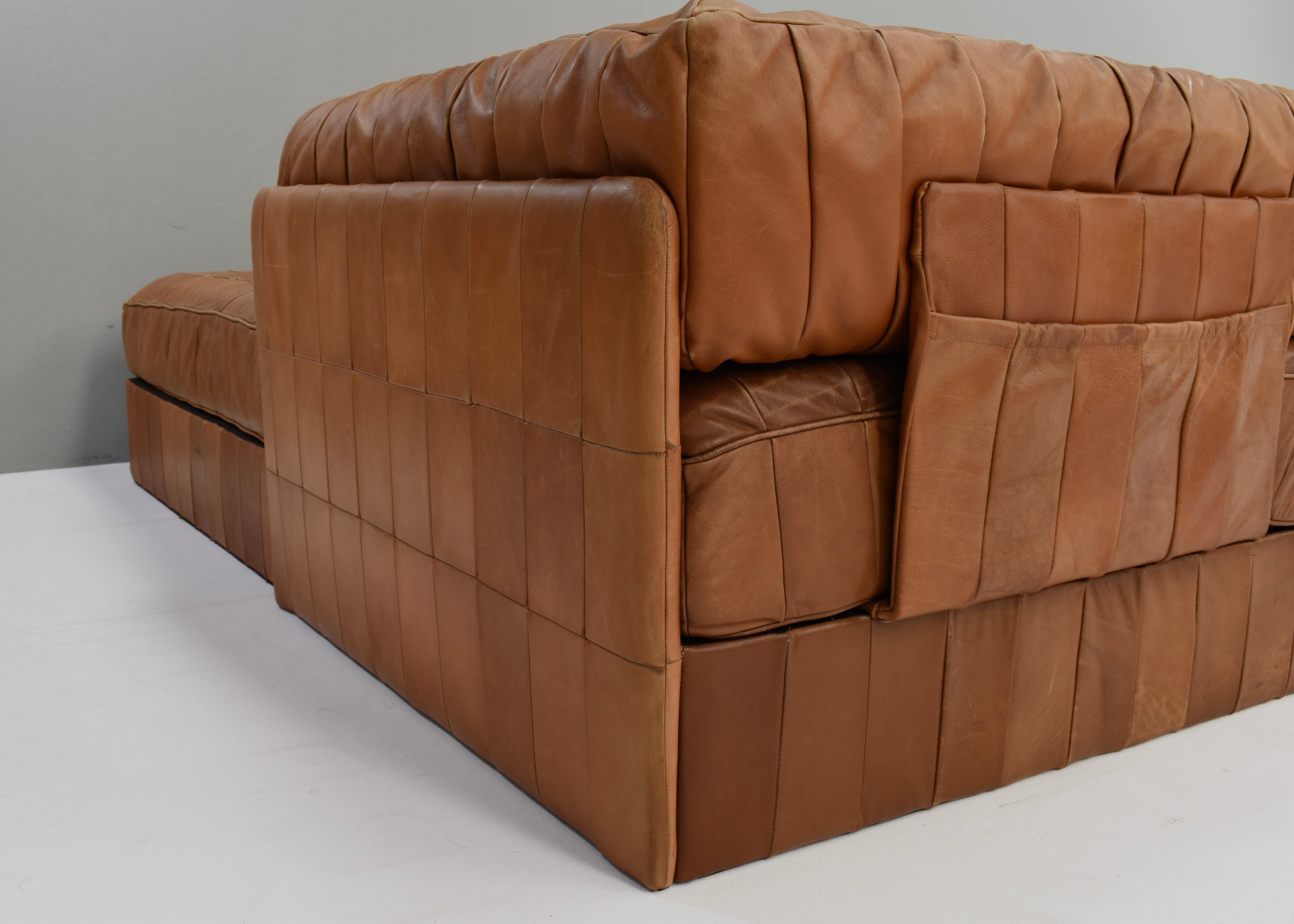 De Sede DS-88 Sectional Sofa in Cognac Brown Tan Leather, Switzerland, 1970's For Sale 9