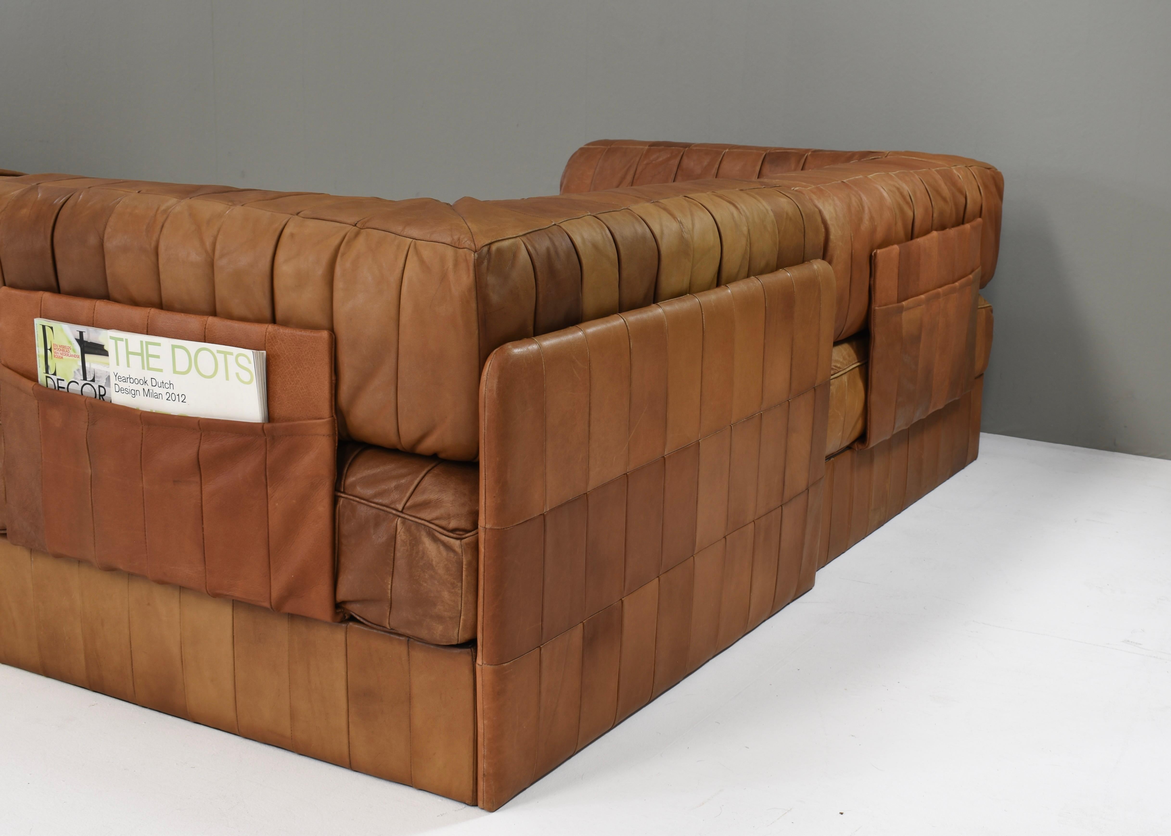 De Sede DS-88 Sectional Sofa in Cognac Brown Tan Leather, Switzerland, 1970's 11