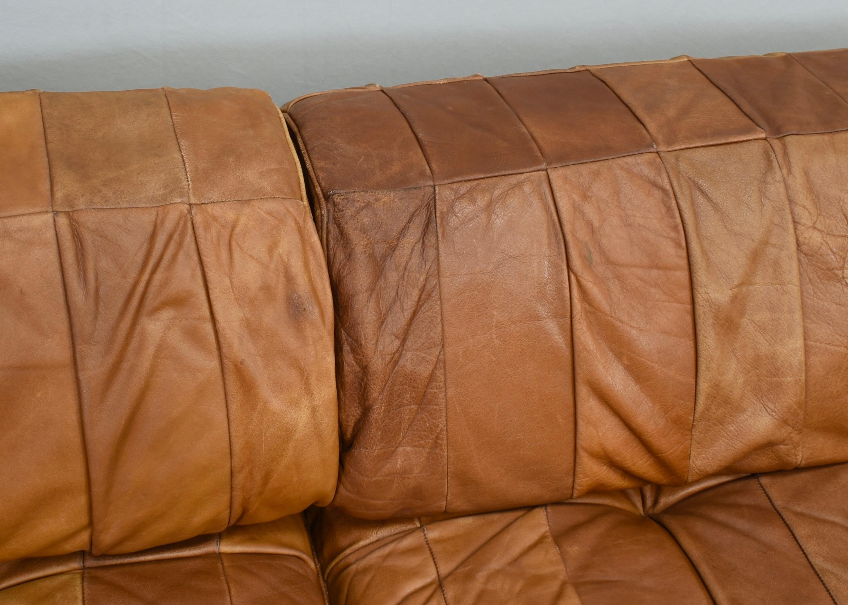 De Sede DS-88 Sectional Sofa in Cognac Brown Tan Leather, Switzerland, 1970's For Sale 12