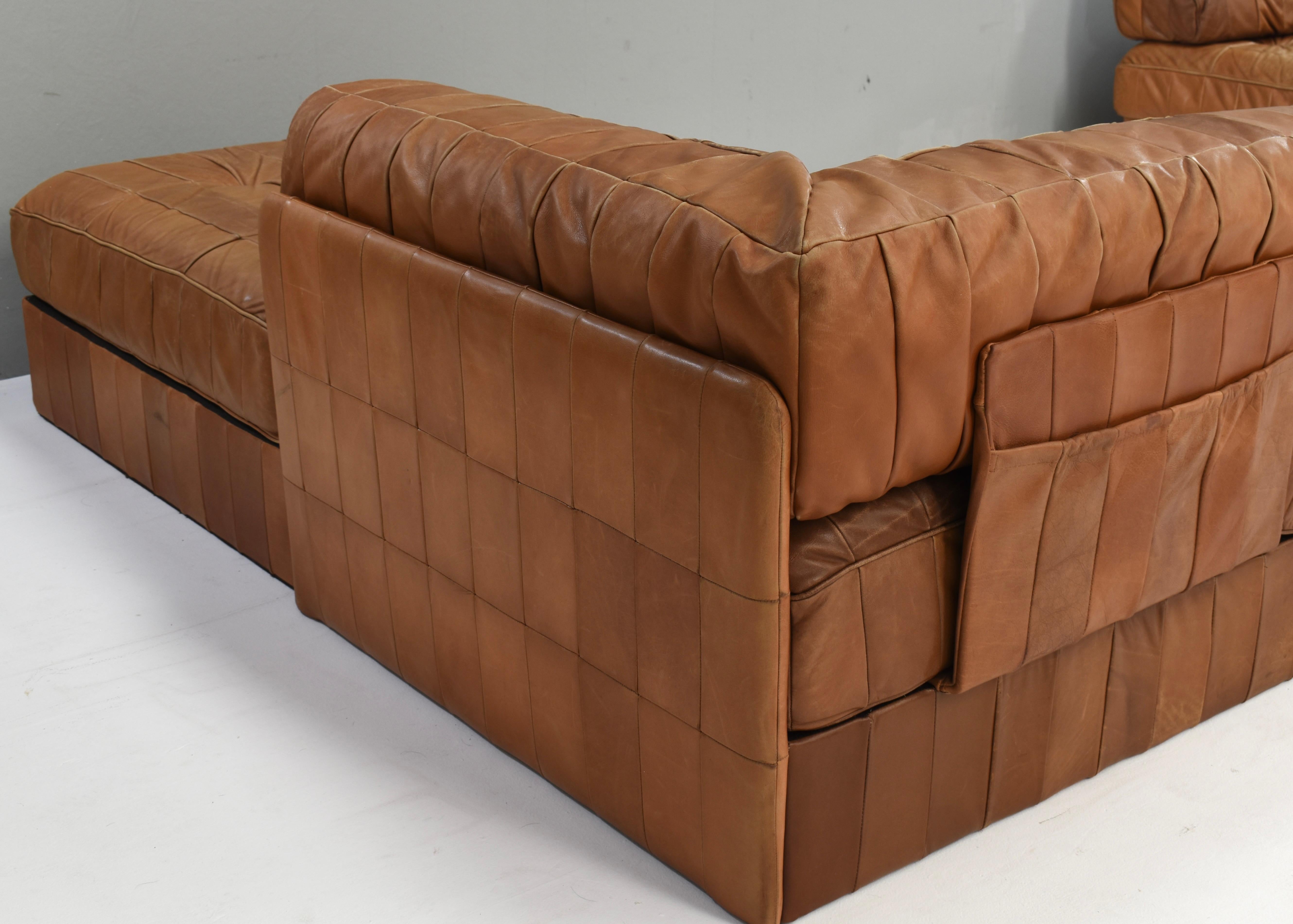 De Sede DS-88 Sectional Sofa in Cognac Brown Tan Leather, Switzerland, 1970's 12