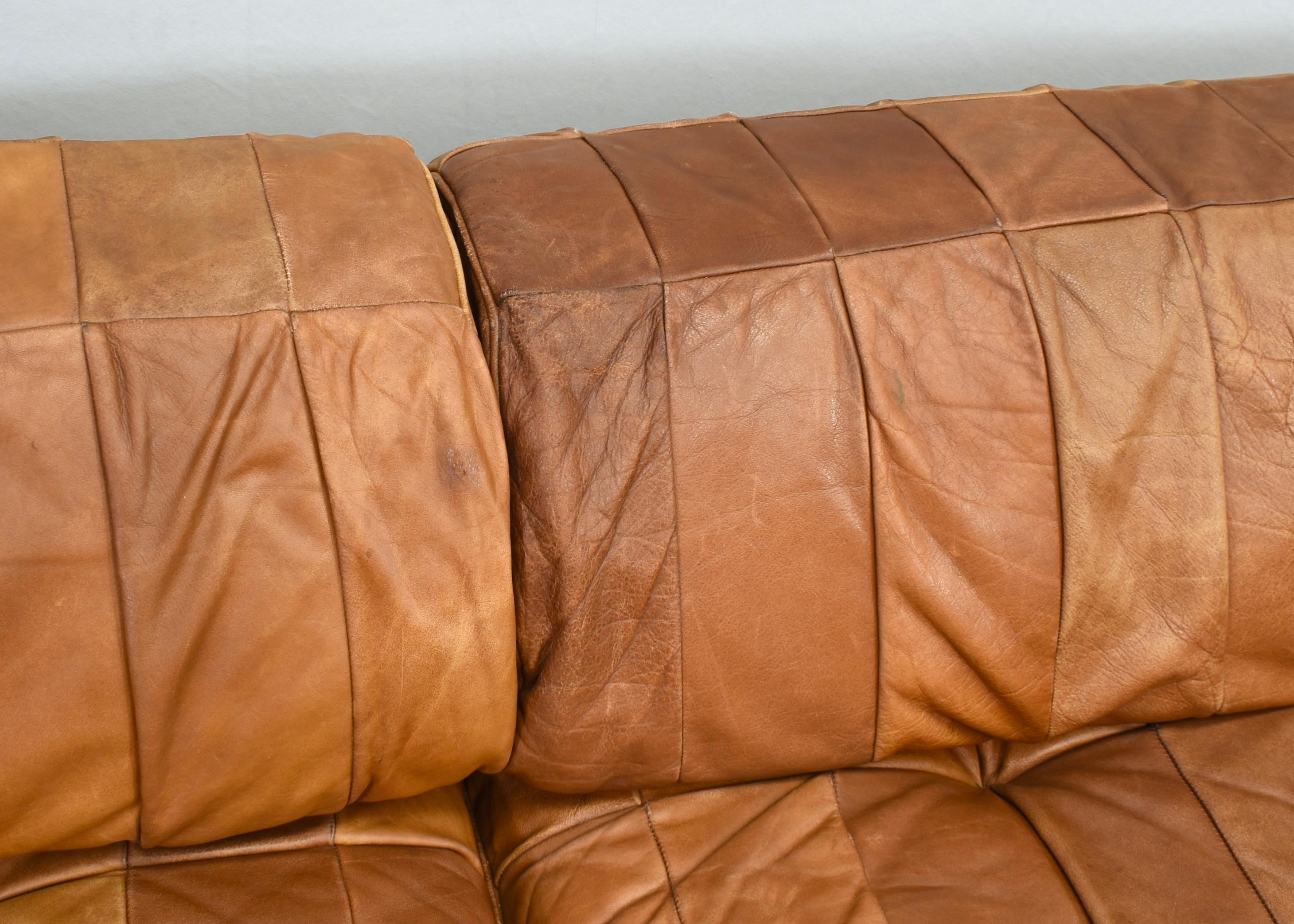 De Sede DS-88 Sectional Sofa in Cognac Brown Tan Leather, Switzerland, 1970's 13