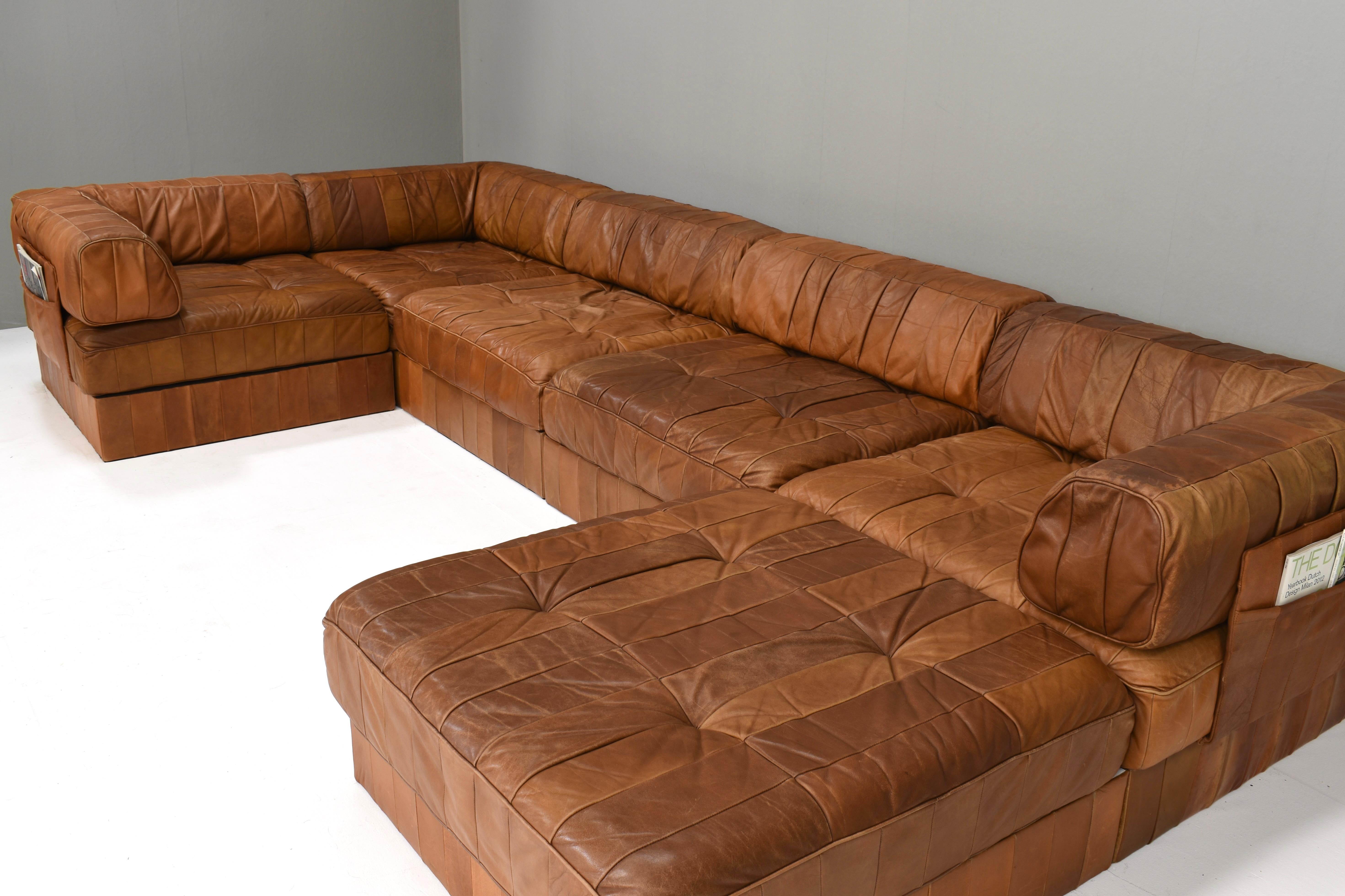 De Sede DS-88 Sectional Sofa in Cognac Brown Tan Leather, Switzerland, 1970's For Sale 3