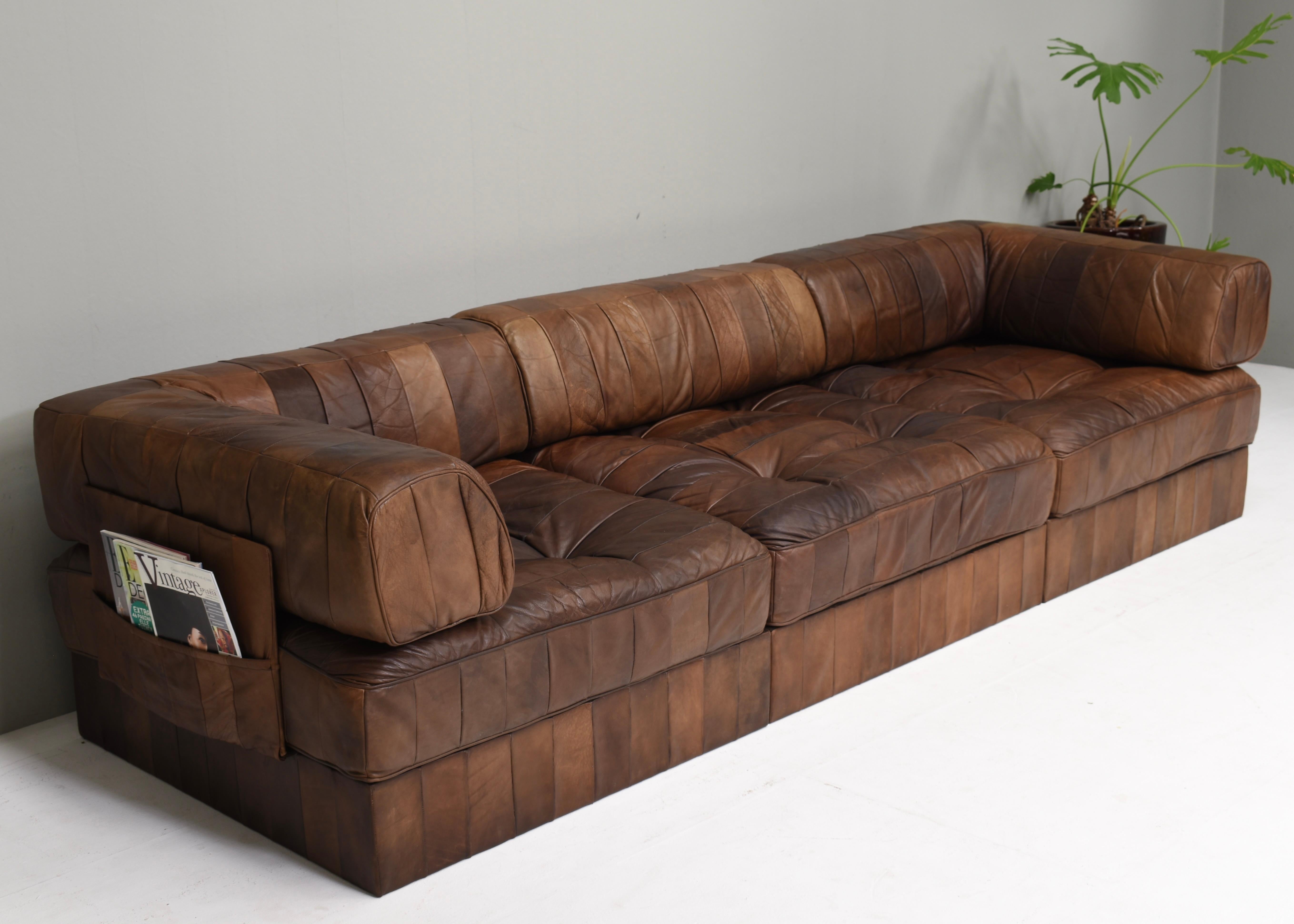 Mid-Century Modern Canapé sectionnel DS-88 de Sede en cuir brun cognac, Suisse, années 1970 en vente
