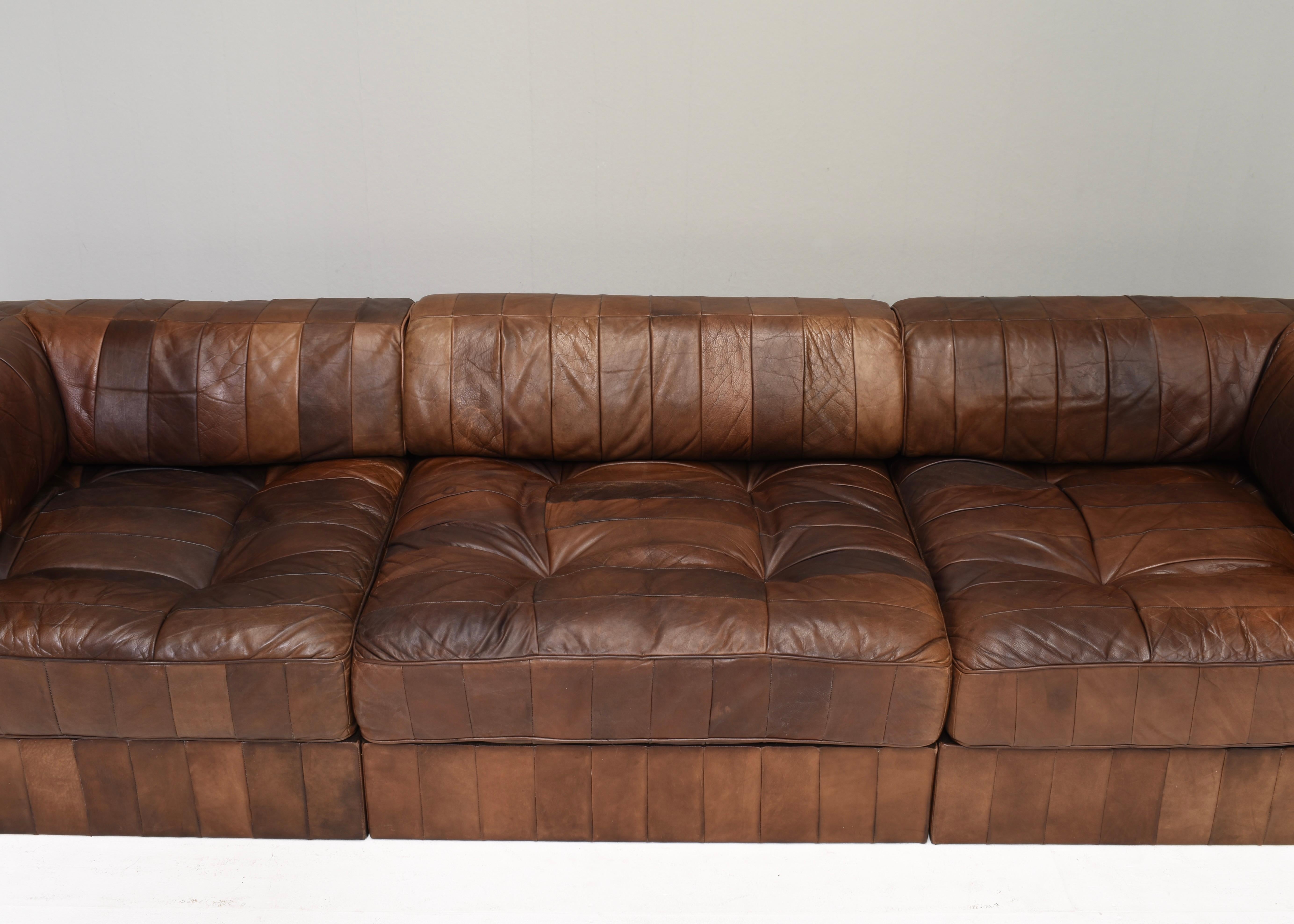 Canapé sectionnel DS-88 de Sede en cuir brun cognac, Suisse, années 1970 Bon état - En vente à Pijnacker, Zuid-Holland