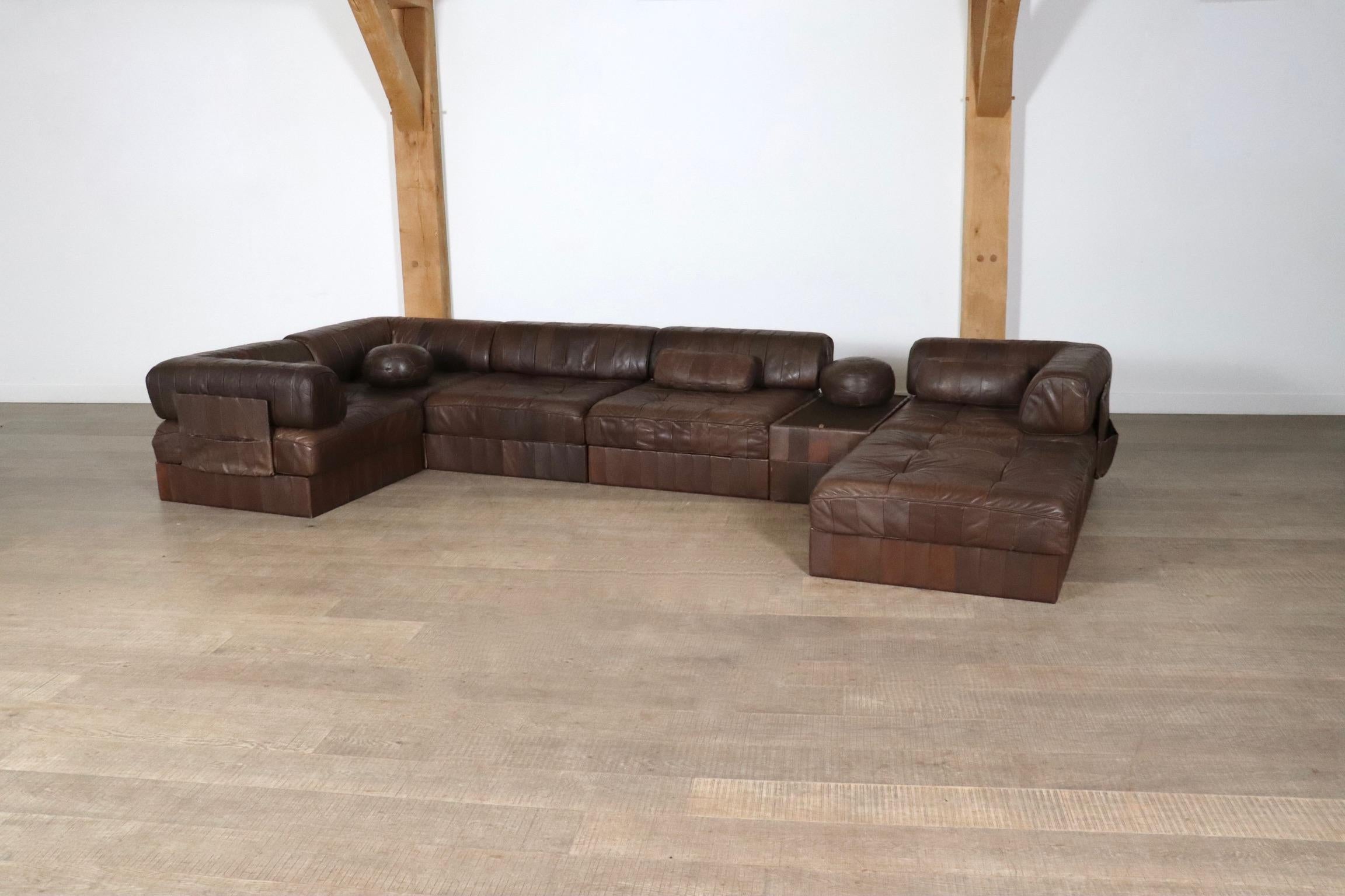 De Sede DS-88 Sofa In Brown Patchwork Leather, Switzerland 1970s 5