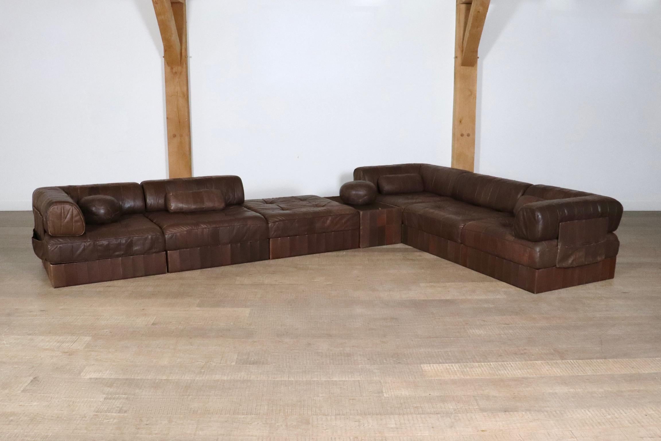 De Sede DS-88 Sofa In Brown Patchwork Leather, Switzerland 1970s 6