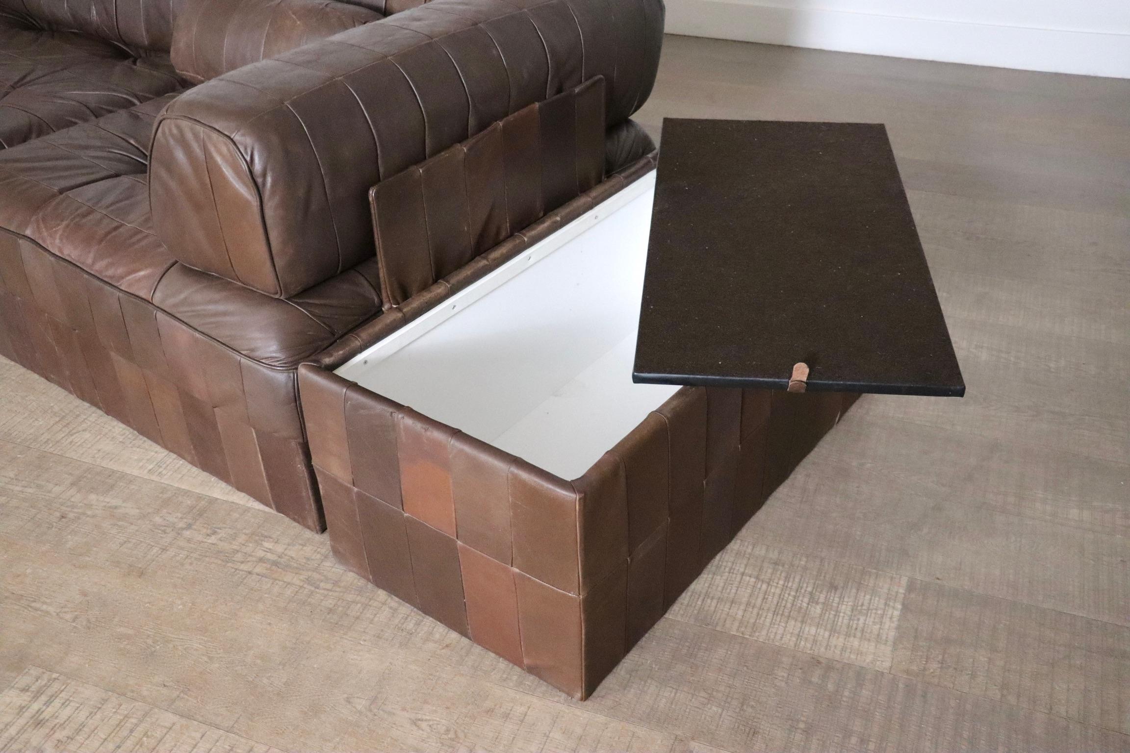 De Sede DS-88 Sofa In Brown Patchwork Leather, Switzerland 1970s 7