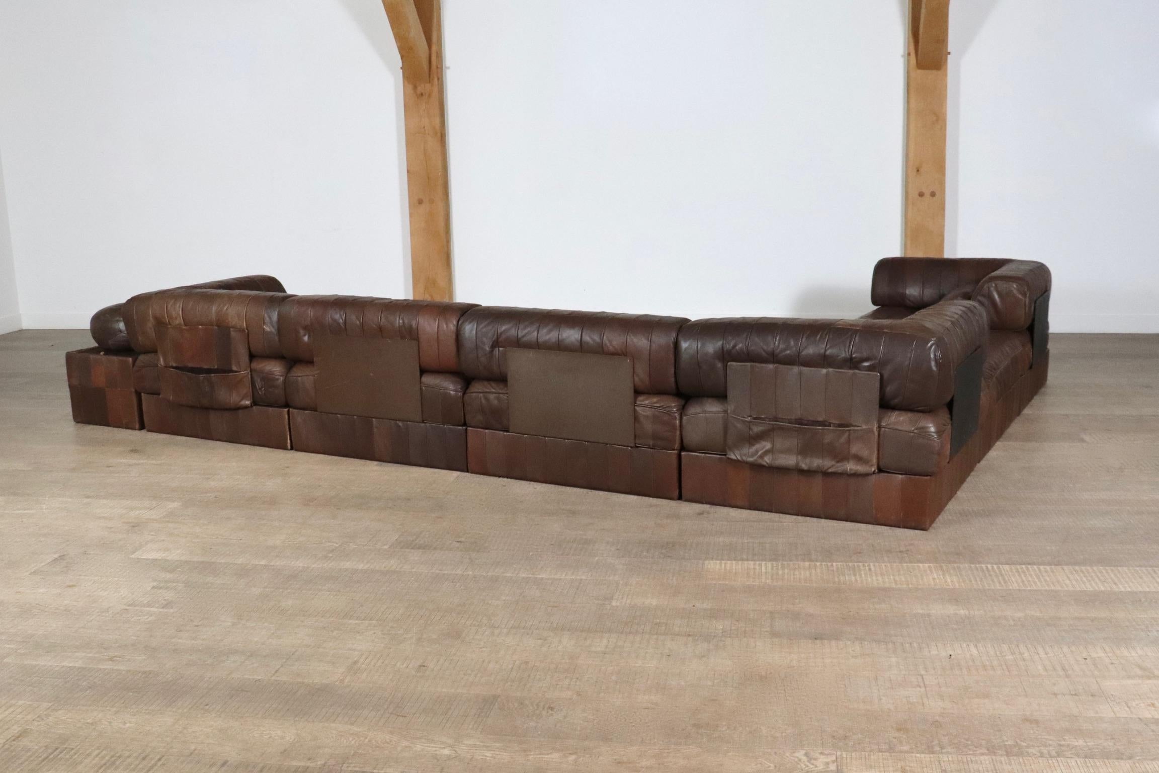 De Sede DS-88 Sofa In Brown Patchwork Leather, Switzerland 1970s 8