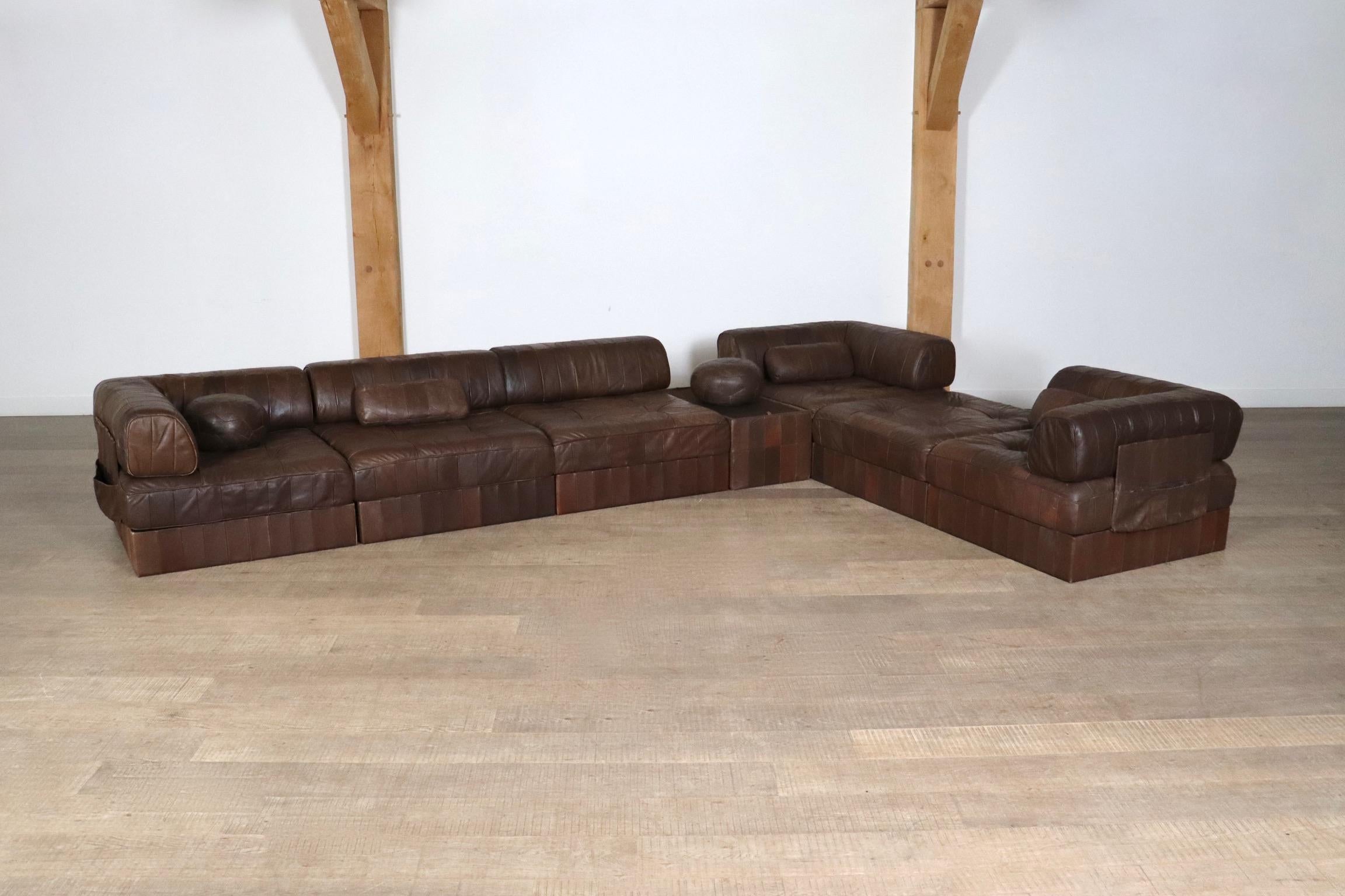 De Sede DS-88 Sofa In Brown Patchwork Leather, Switzerland 1970s 3