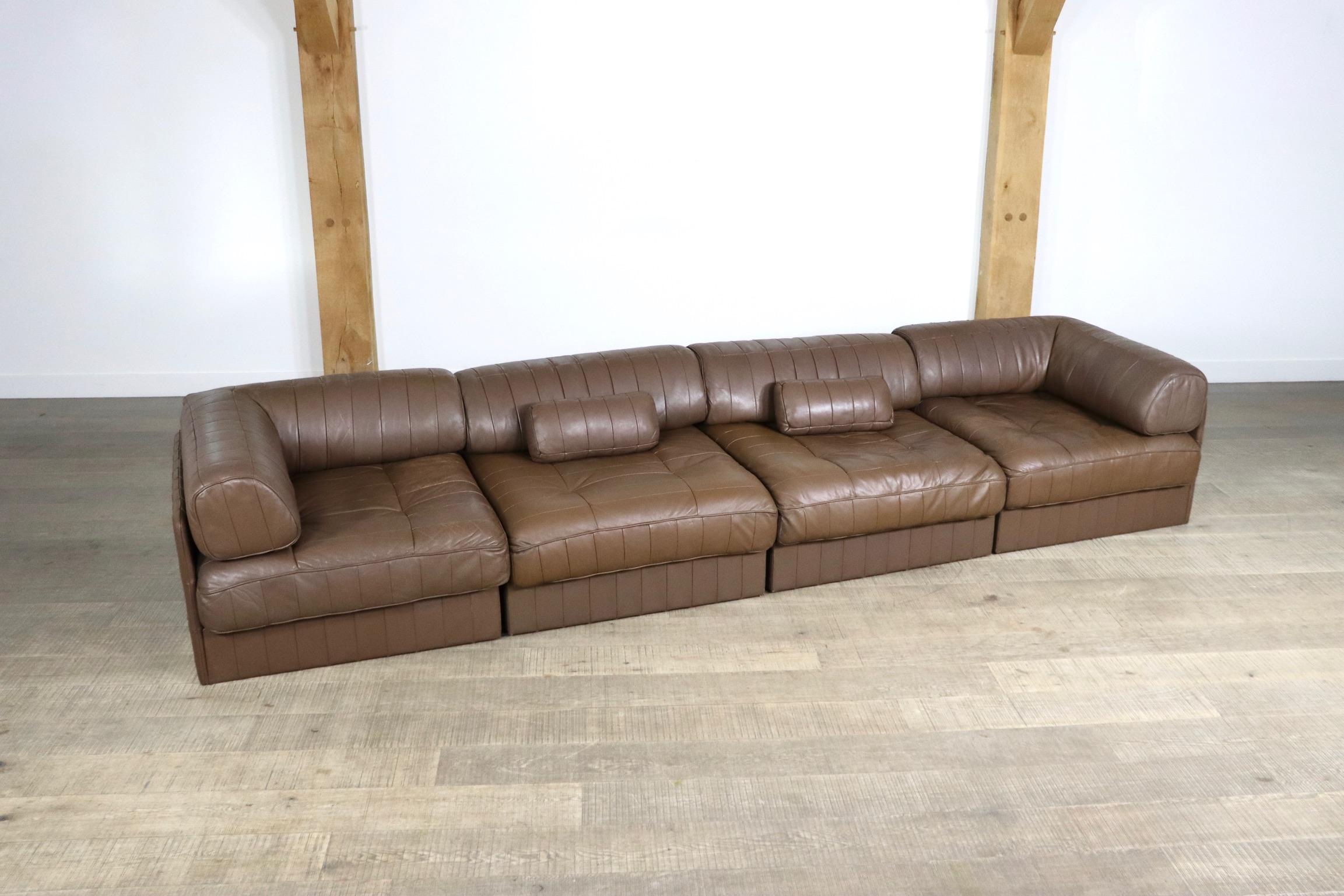 De Sede DS-88 Sofa in Chocolate Brown Patchwork Leather, 1970s 6