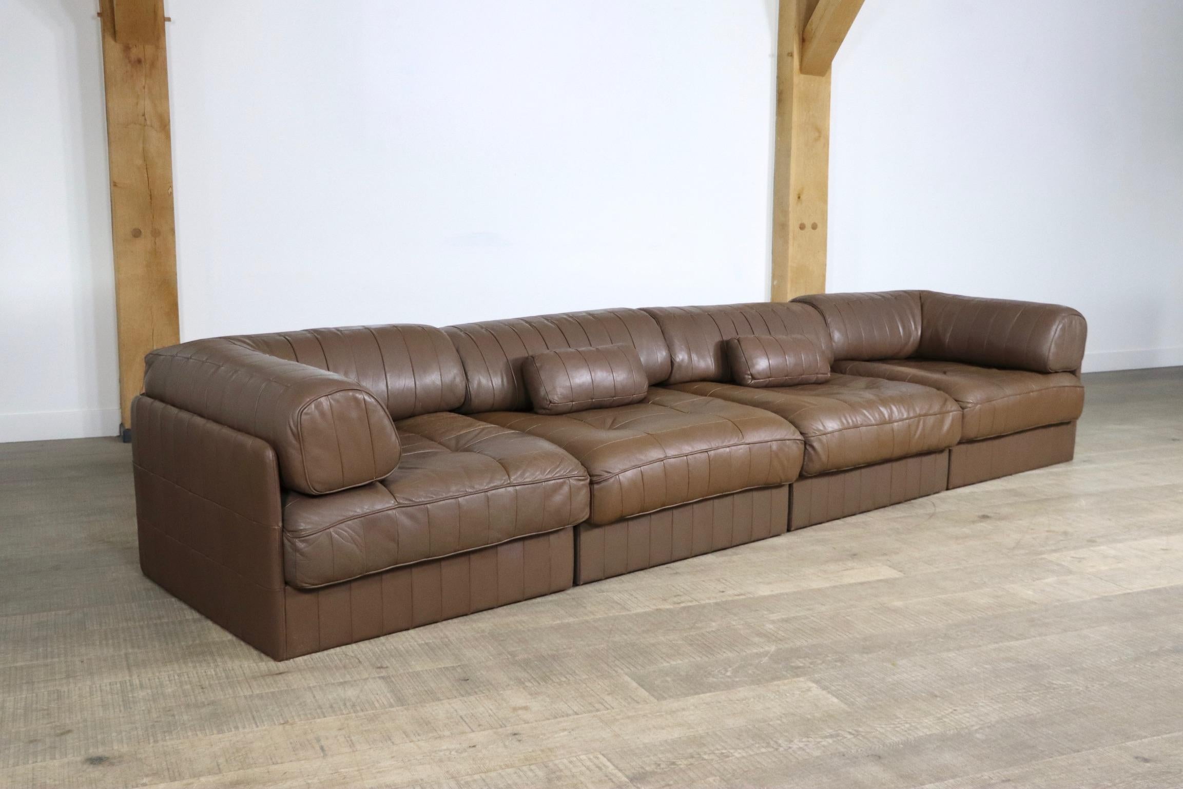 De Sede DS-88 Sofa in Chocolate Brown Patchwork Leather, 1970s 7