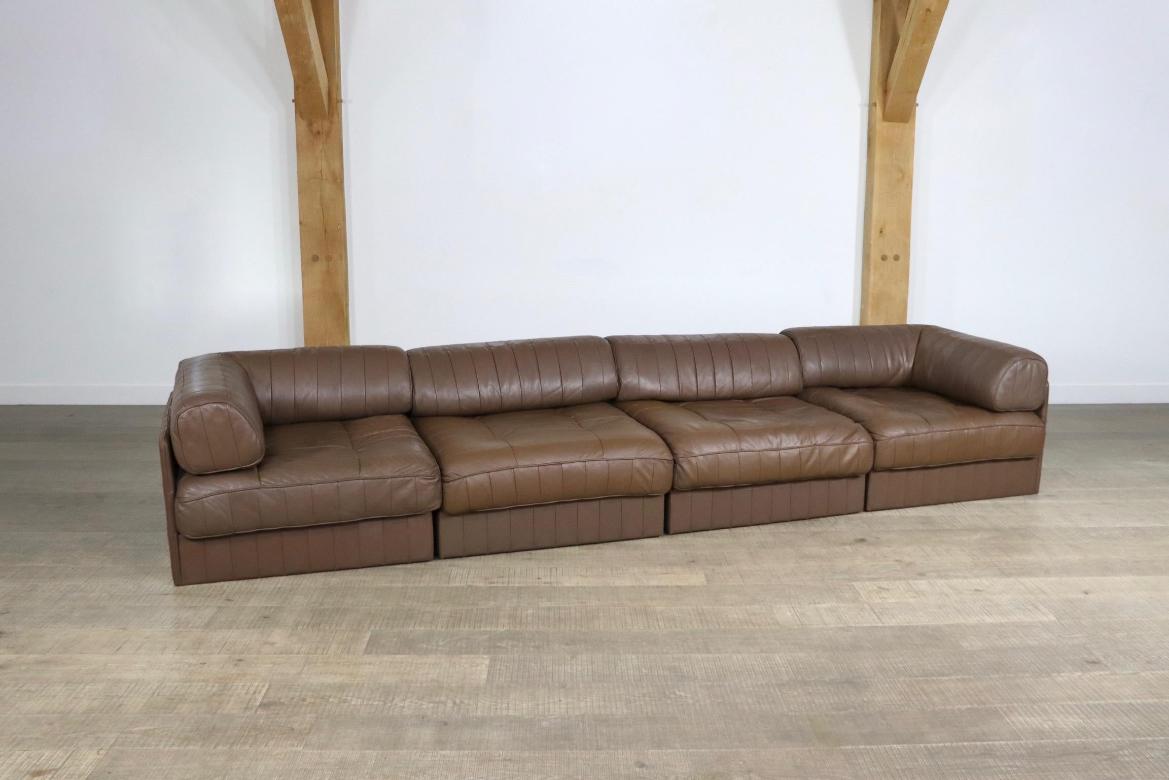 De Sede DS-88 Sofa in Chocolate Brown Patchwork Leather, 1970s 8