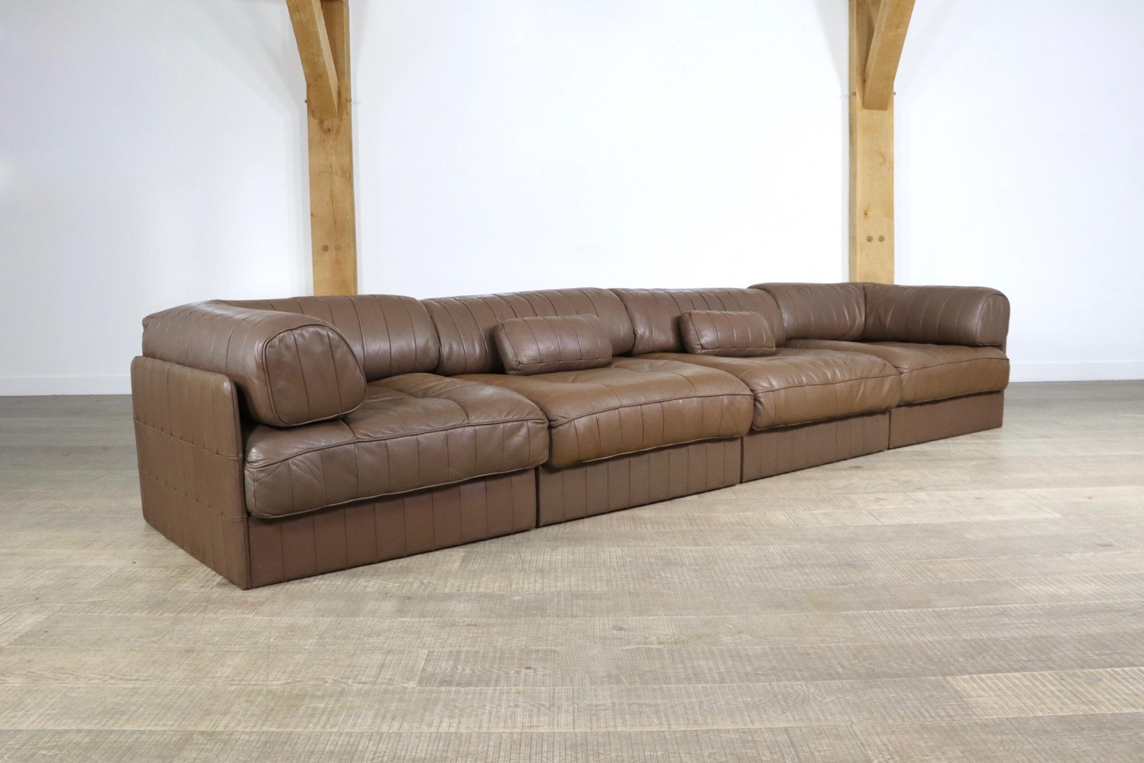 De Sede DS-88 Sofa in Chocolate Brown Patchwork Leather, 1970s 9