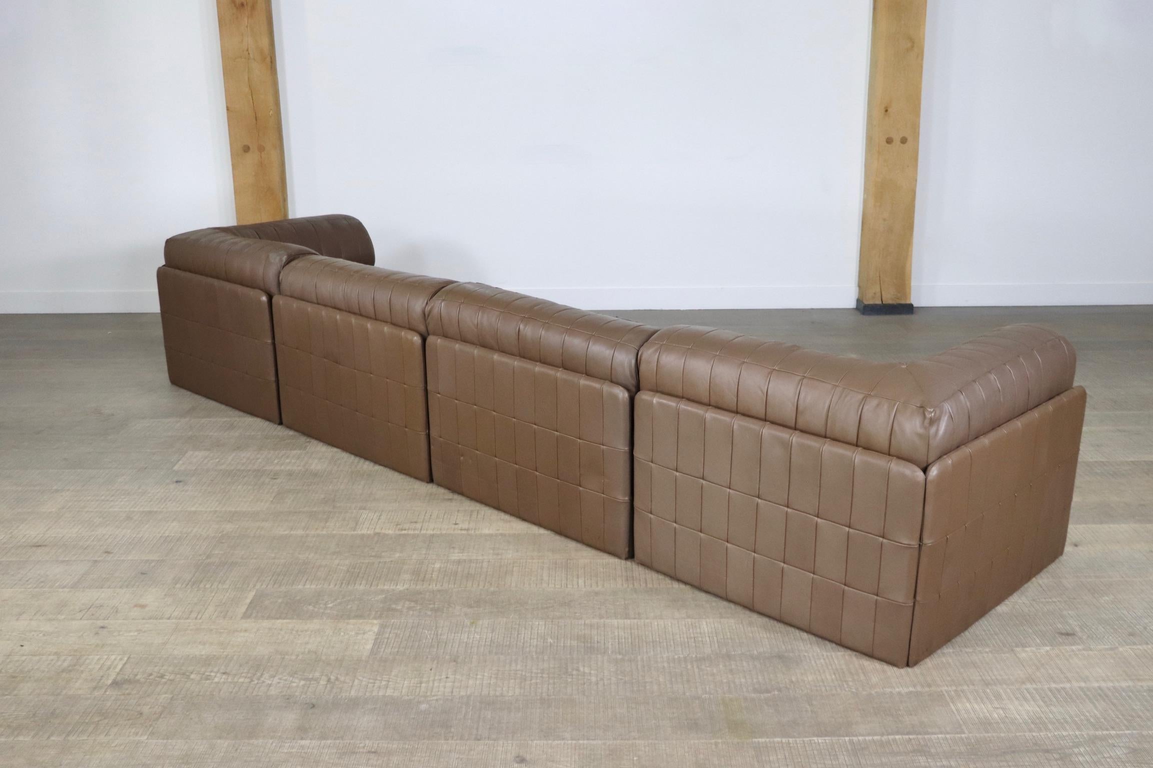 De Sede DS-88 Sofa in Chocolate Brown Patchwork Leather, 1970s 10