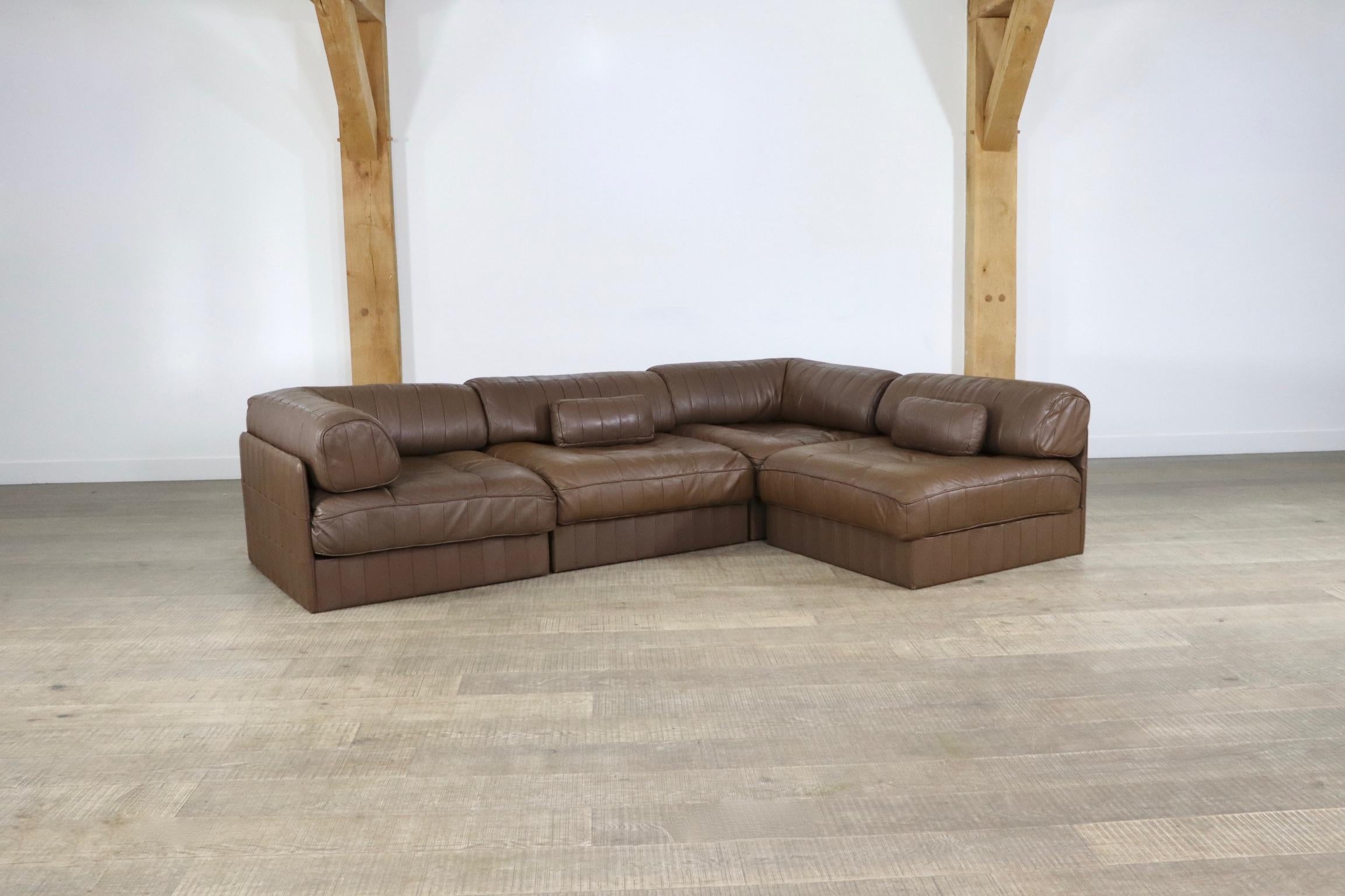 De Sede DS-88 Sofa in Chocolate Brown Patchwork Leather, 1970s In Good Condition In ABCOUDE, UT