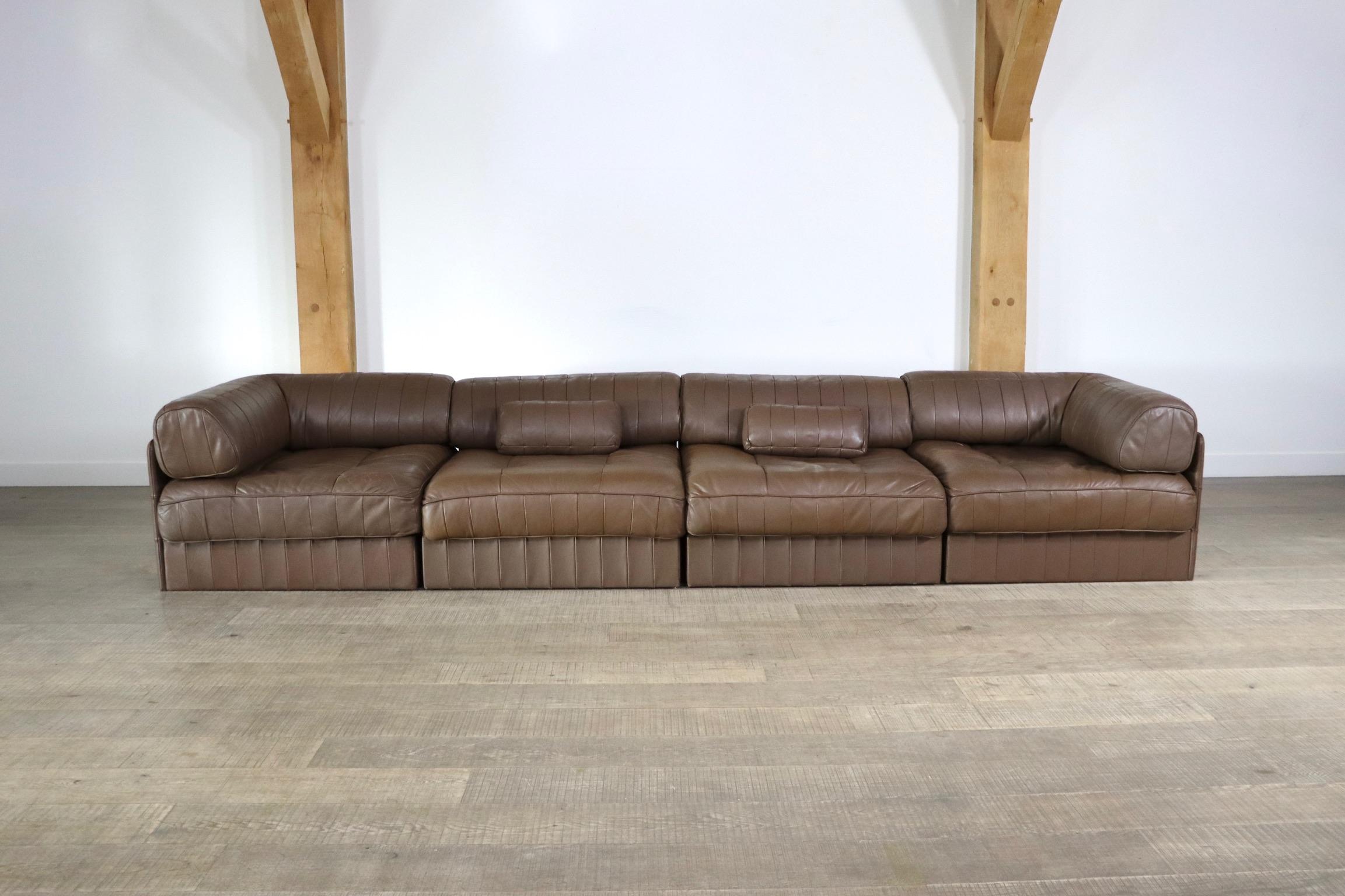 De Sede DS-88 Sofa in Chocolate Brown Patchwork Leather, 1970s 1