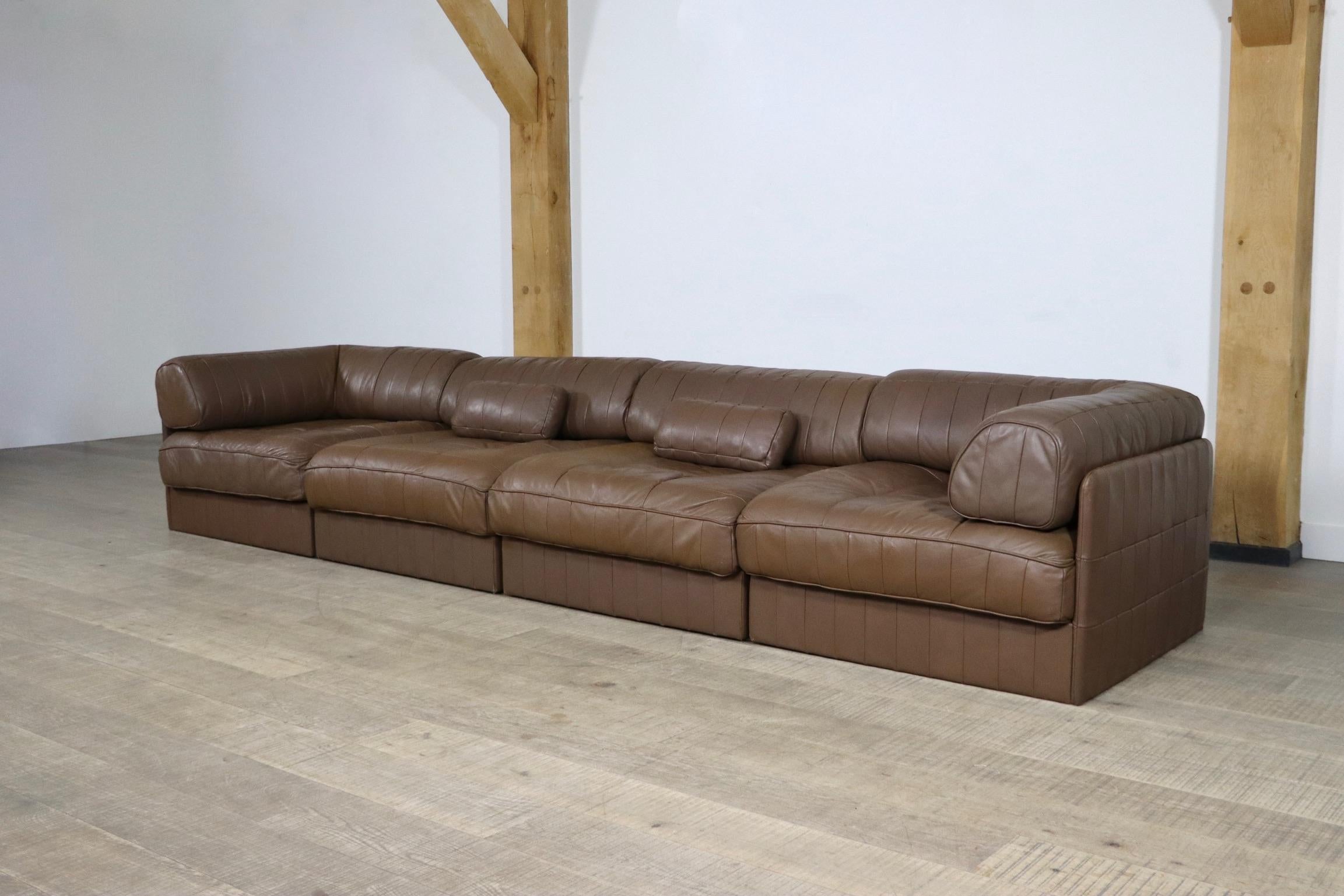 De Sede DS-88 Sofa in Chocolate Brown Patchwork Leather, 1970s 2