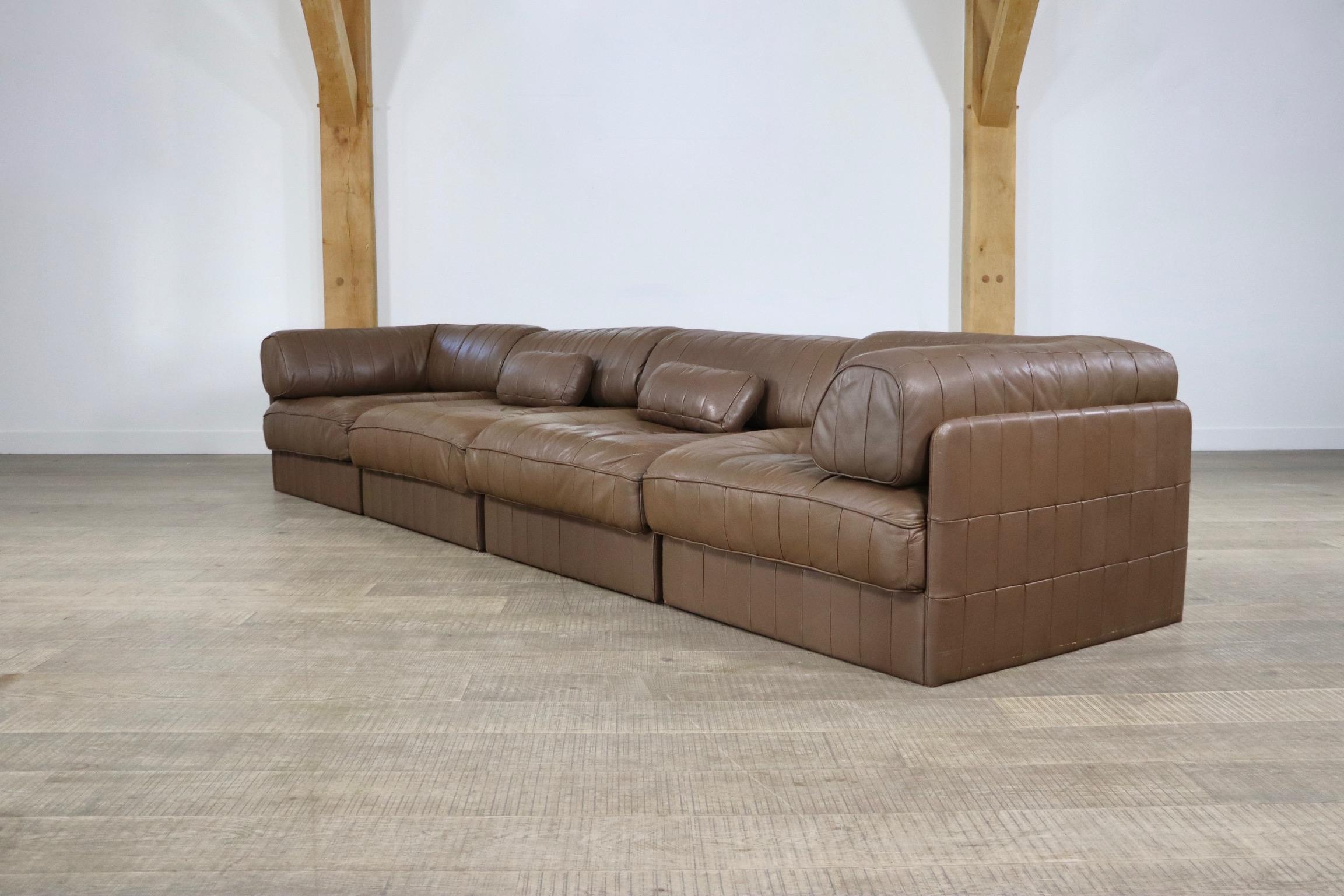 De Sede DS-88 Sofa in Chocolate Brown Patchwork Leather, 1970s 3