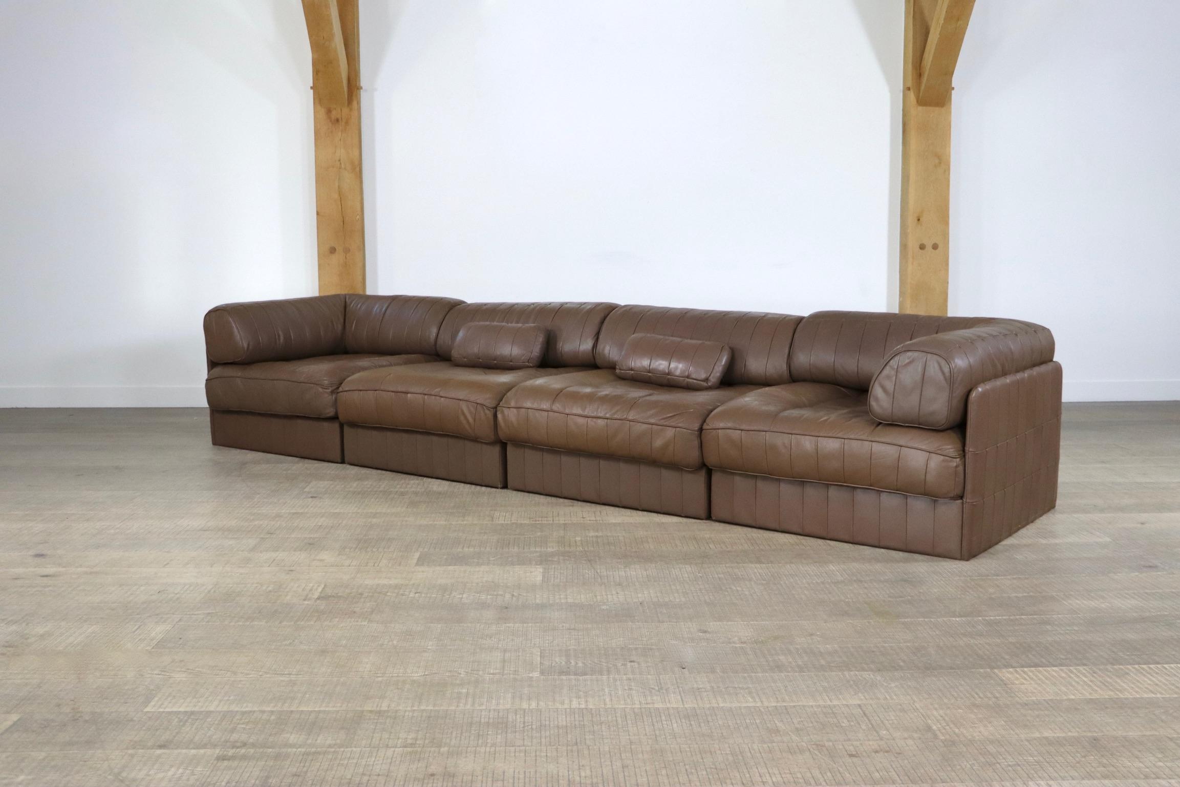 De Sede DS-88 Sofa in Chocolate Brown Patchwork Leather, 1970s 4