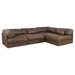 De Sede DS-88 Sofa in Chocolate Brown Patchwork Leather, 1970s